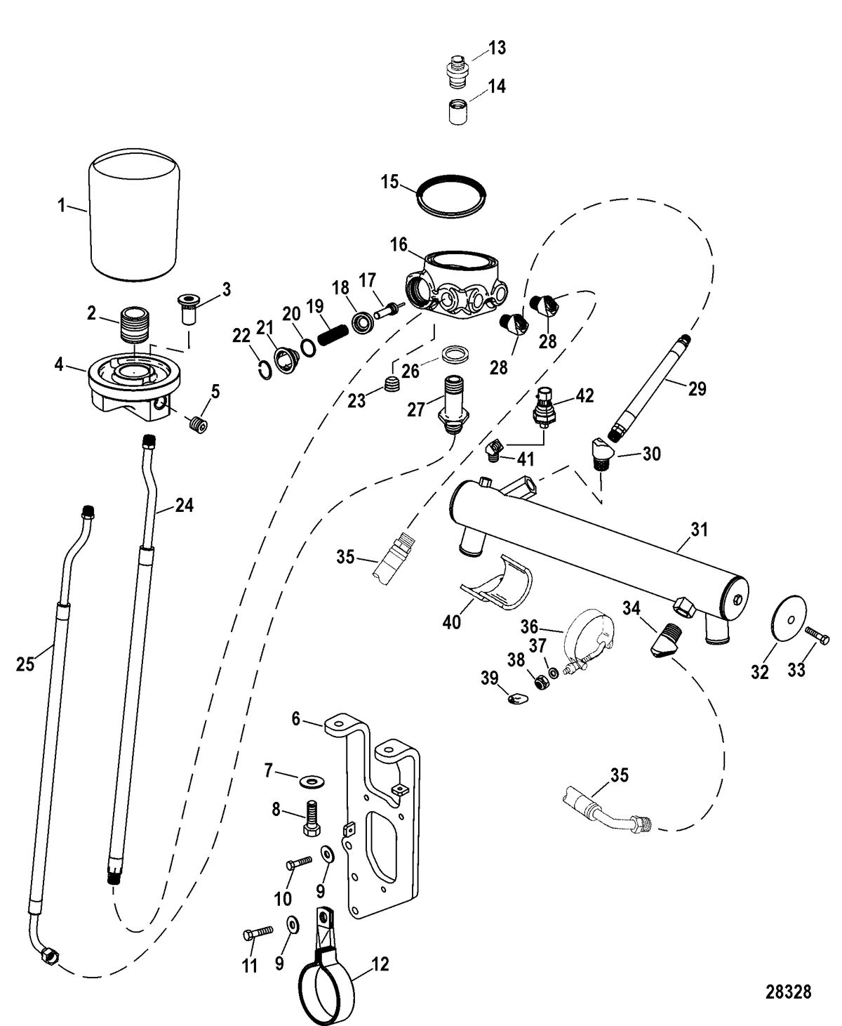 RACE STERNDRIVE 600 SCI Oil Cooler / Oil Filter(Serial # 0M953905 And Up)