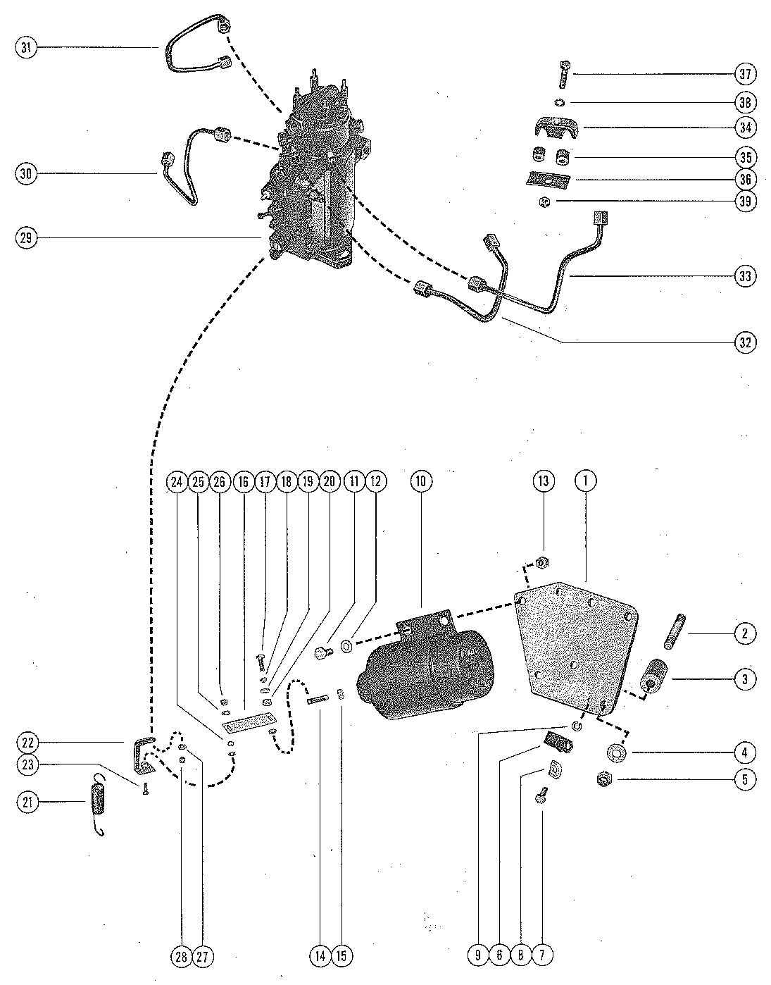 MERCRUISER ROVER ENGINE FUEL SHUT-OFF SOLENOID AND DISTRIBUTOR PUMP