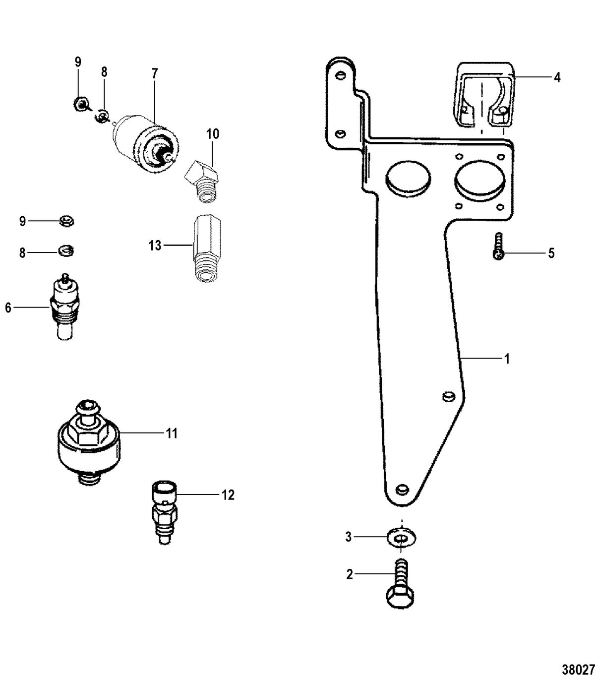 MERCRUISER 7.4 LX (EFI-TBI) BRAVO (GEN VI) SENDERS AND HARNESS BRACKET
