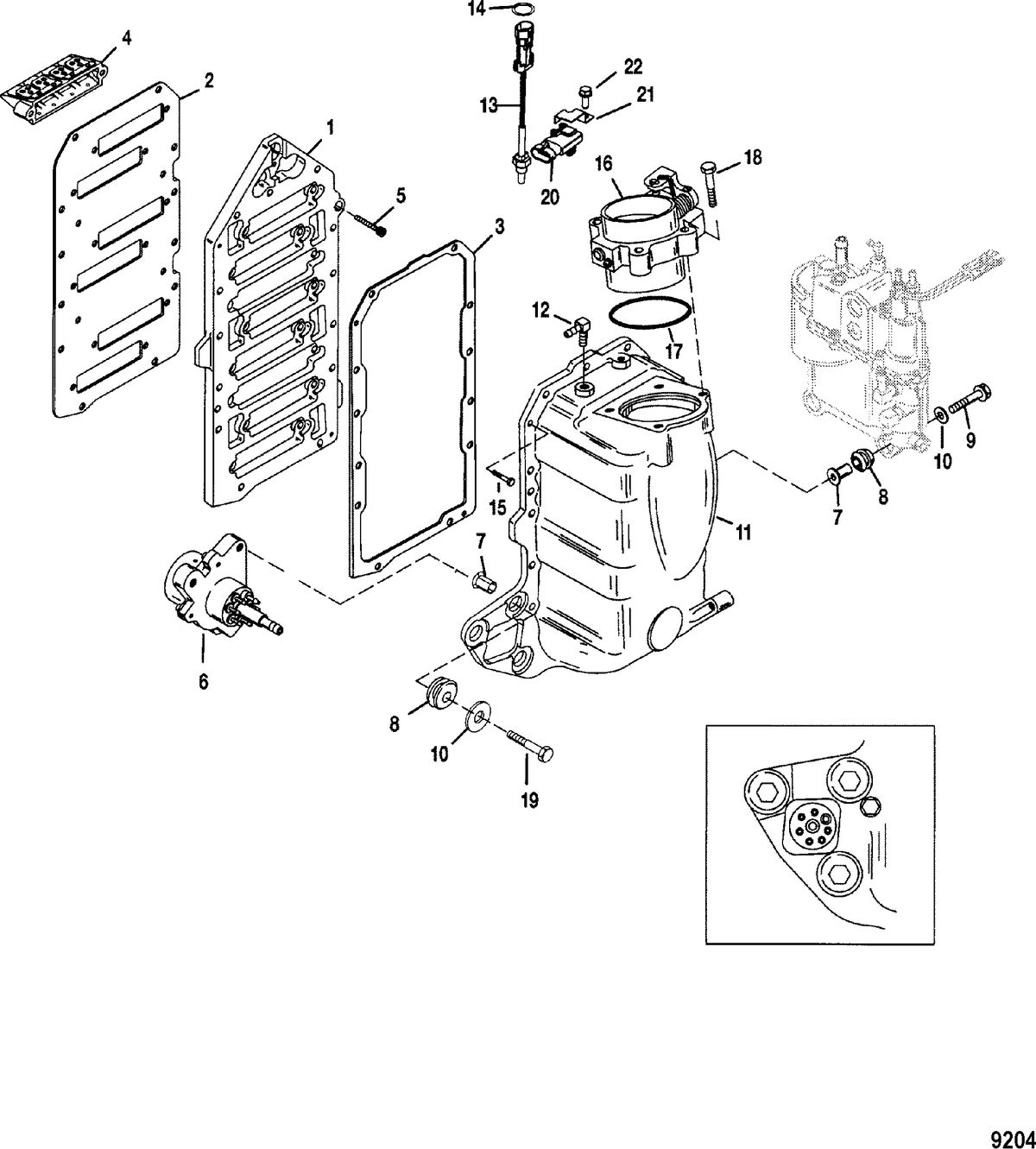 MERCURY/MARINER 115/135/150 DFI (2.5L) Air Handler Components
