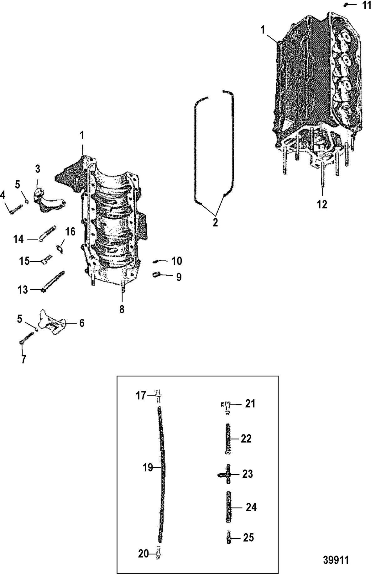 MERCURY MERC 80 CYLINDER BLOCK AND CRANKCASE ASSEMBLY