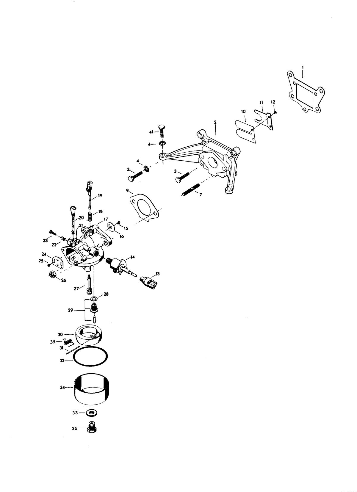 CHRYSLER 4 H.P. CARBURETOR AND REED PLATE