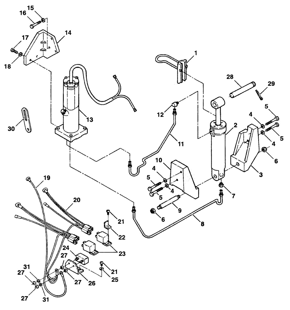 FORCE FORCE TRIM & TILT MODELS 35 THRU 75 HP TRIM & TILT ASSEMBLY (F5H264)
