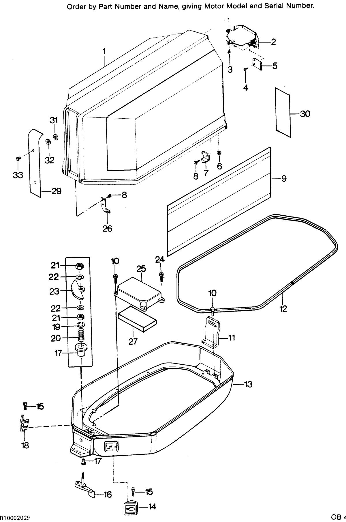 CHRYSLER FORCE 1986 50 H.P. ENGINE COVER AND SUPPORT PLATE