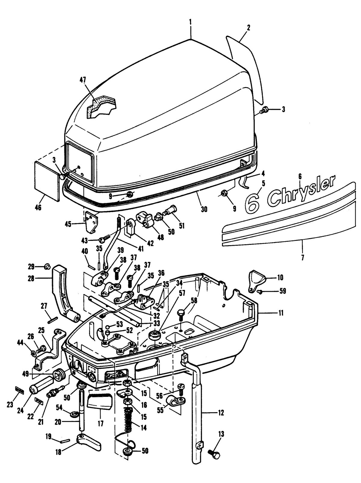 CHRYSLER 6 H.P. ENGINE COVER AND SUPPORT PLATE