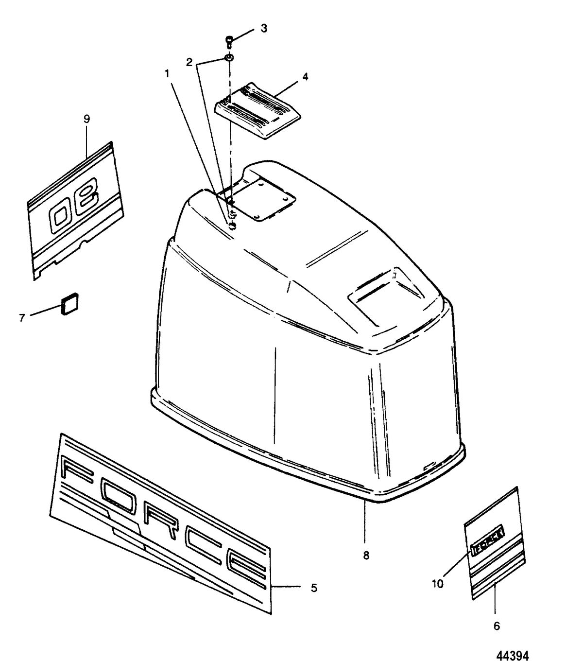 FORCE 90 HP A-MODELS (1990) FORCE Top Cowl, Force
