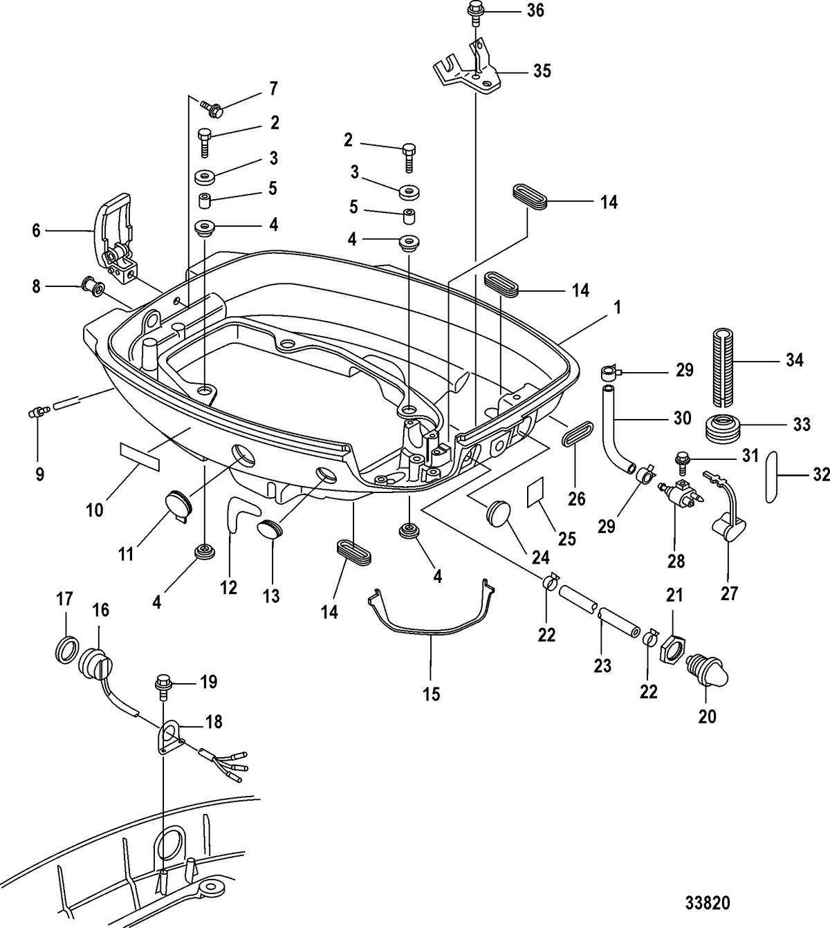 MERCURY/MARINER 15/20 CARBURETOR/2 CYLINDER/4-STROKE Bottom Cowl
