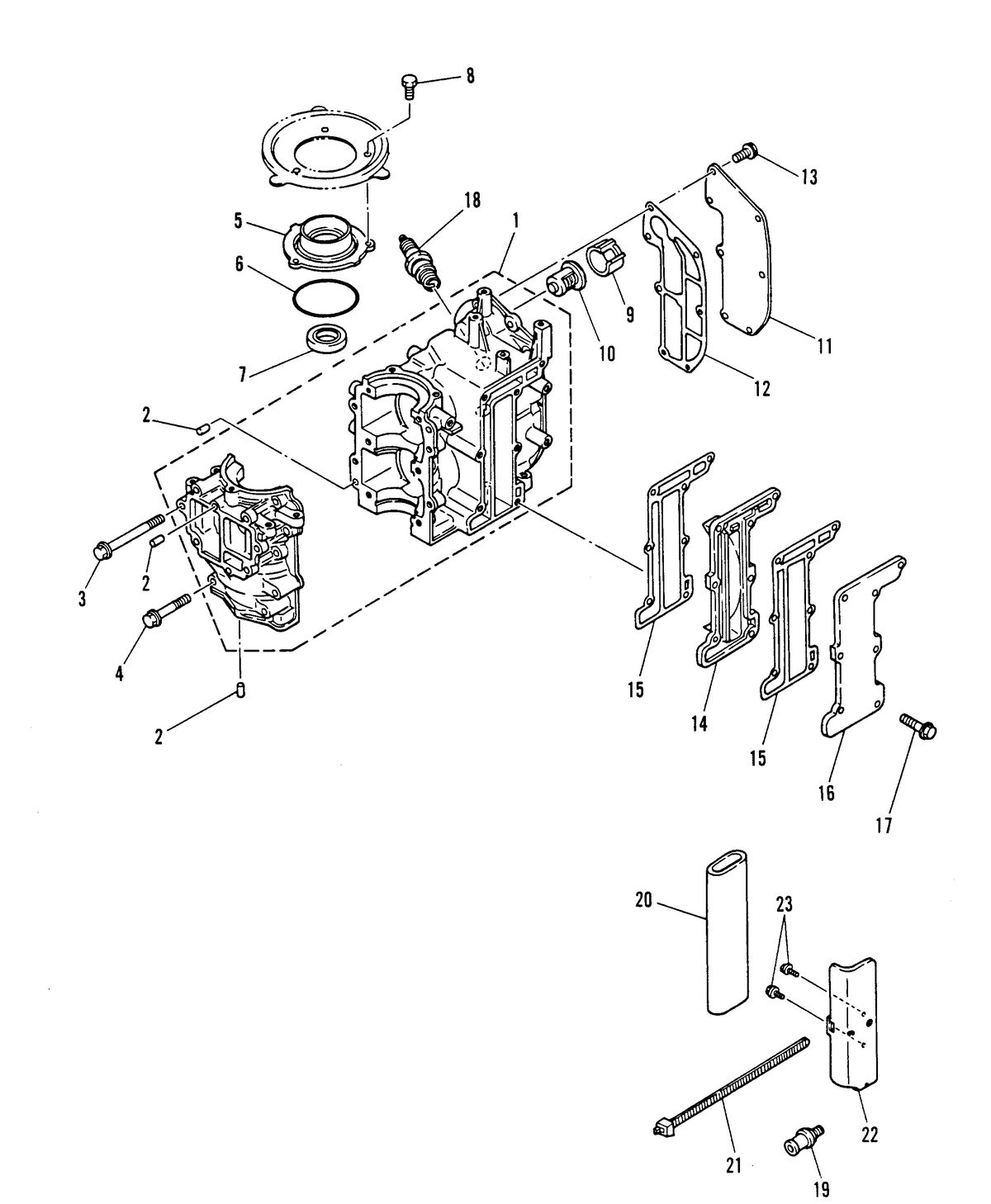 MARINER 6/8 H.P. CRANKCASE AND CYLINDER HEAD