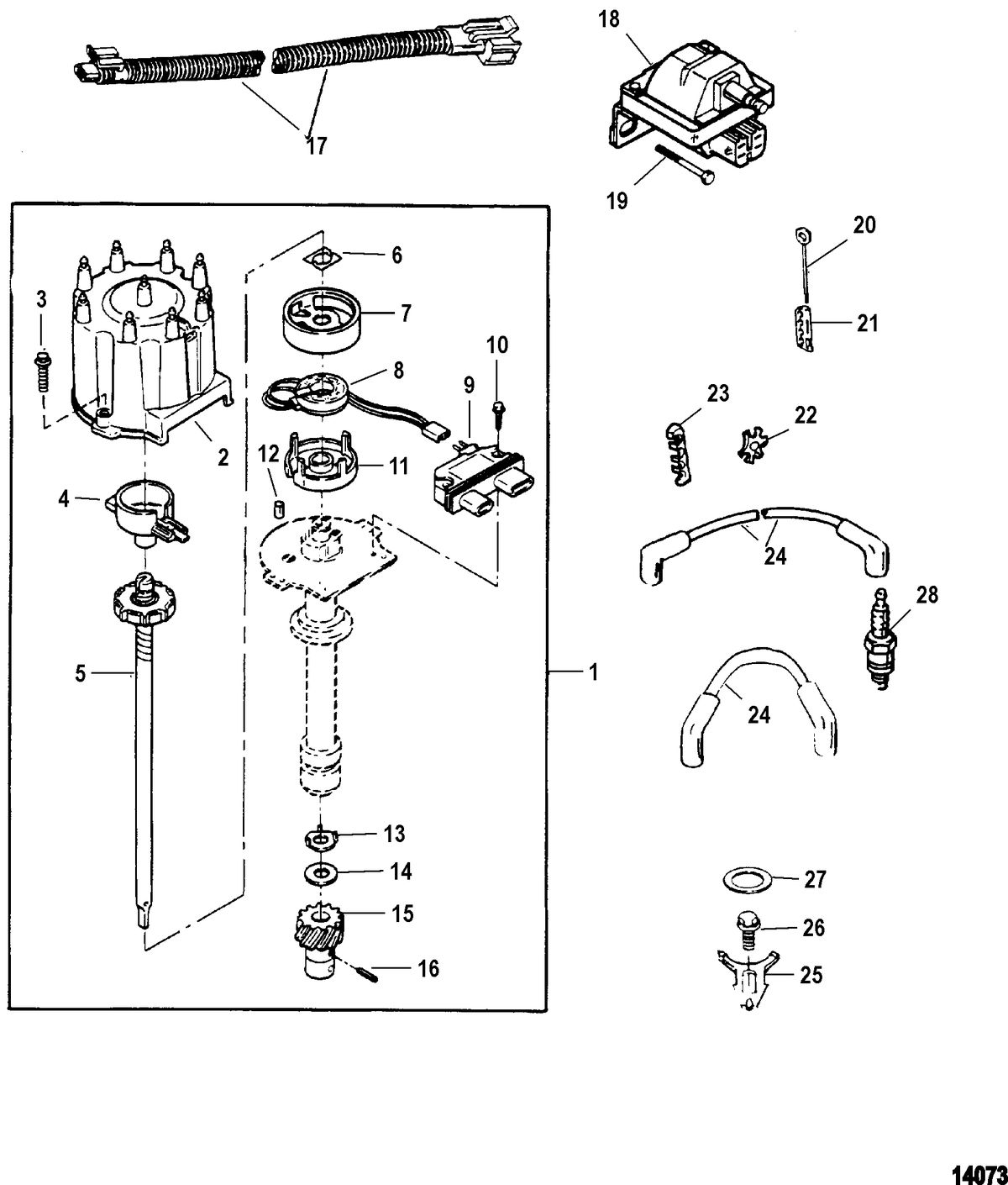 MERCRUISER 454 MAG MPI HORIZON AND 8.2L MIE MPI DISTRIBUTOR AND IGNITION COMPONENTS