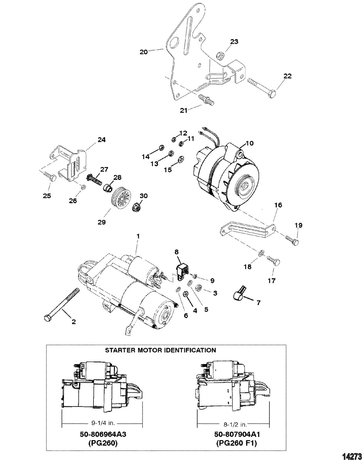 MERCRUISER 262 MAGNUM (EFI - TBI) Starter Motor And Alternator
