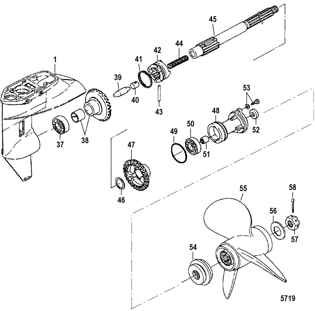 MERCURY/MARINER 9.9/15/18 HP (2 CYLINDER)(INTERNATIONAL) Gear Housing, Propeller Shaft