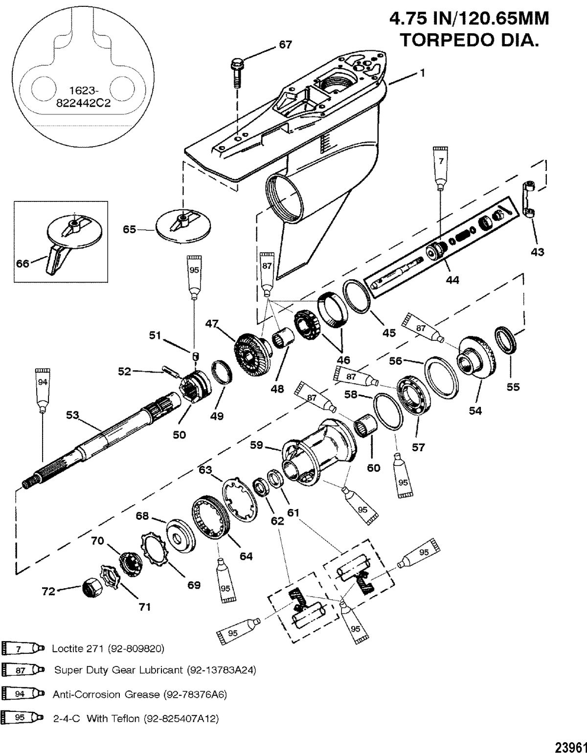 MERCURY/MARINER 225 AND 225 SEAPRO/MARATHON (3.0L CARB) G./HSG(PROP-STD-S/N-0G437999 & BELOW-1623-822442C2