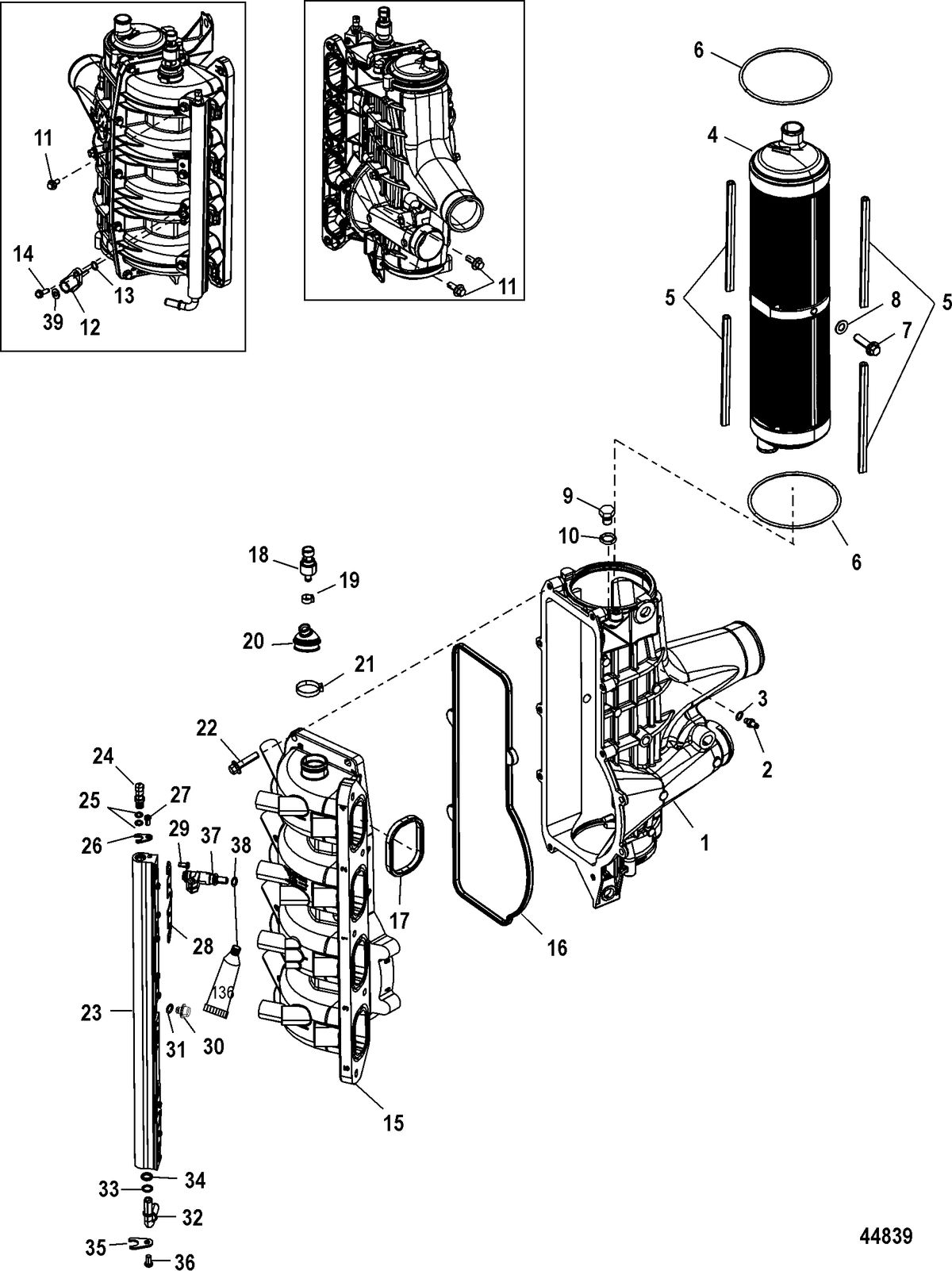 MERCURY/MARINER 135/150/175/200 4-STROKE Charge Cooler/Intake Manifold(Gen I) End Cap Not Serviced