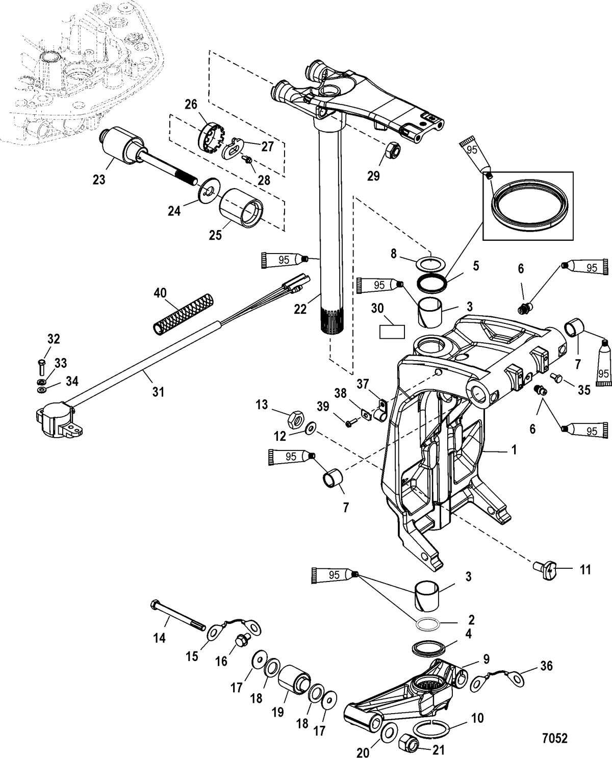 MERCURY/MARINER 135/150/175 4-STROKE Swivel Bracket and Steering Arm