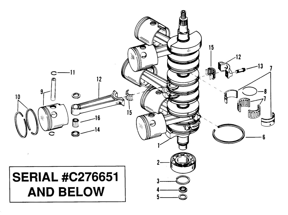 RACE OUTBOARD 2.4 L (CARB) CRANKSHAFT, PISTONS AND CONNECTING RODS