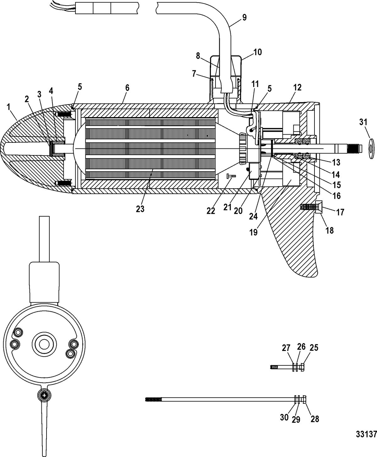 TROLLING MOTOR MOTORGUIDE LENCO SERIES Lower Unit Assembly(109# - Variable) (M879329T)