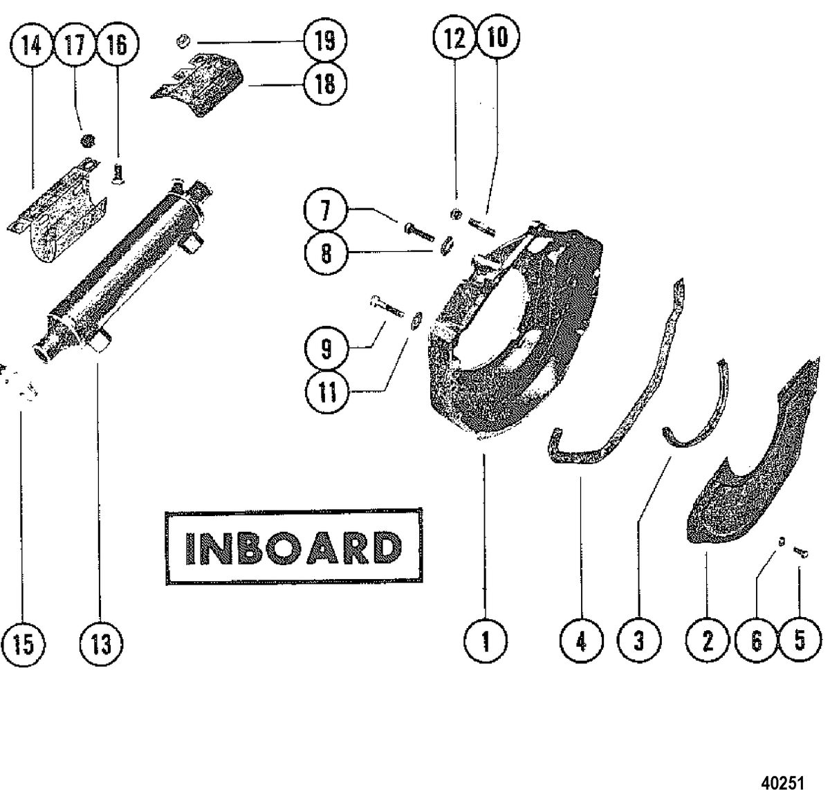 MERCRUISER 228 ENGINE (G.M.) FLYWHEEL HOUSING AND OIL COOLER(INBOARD)