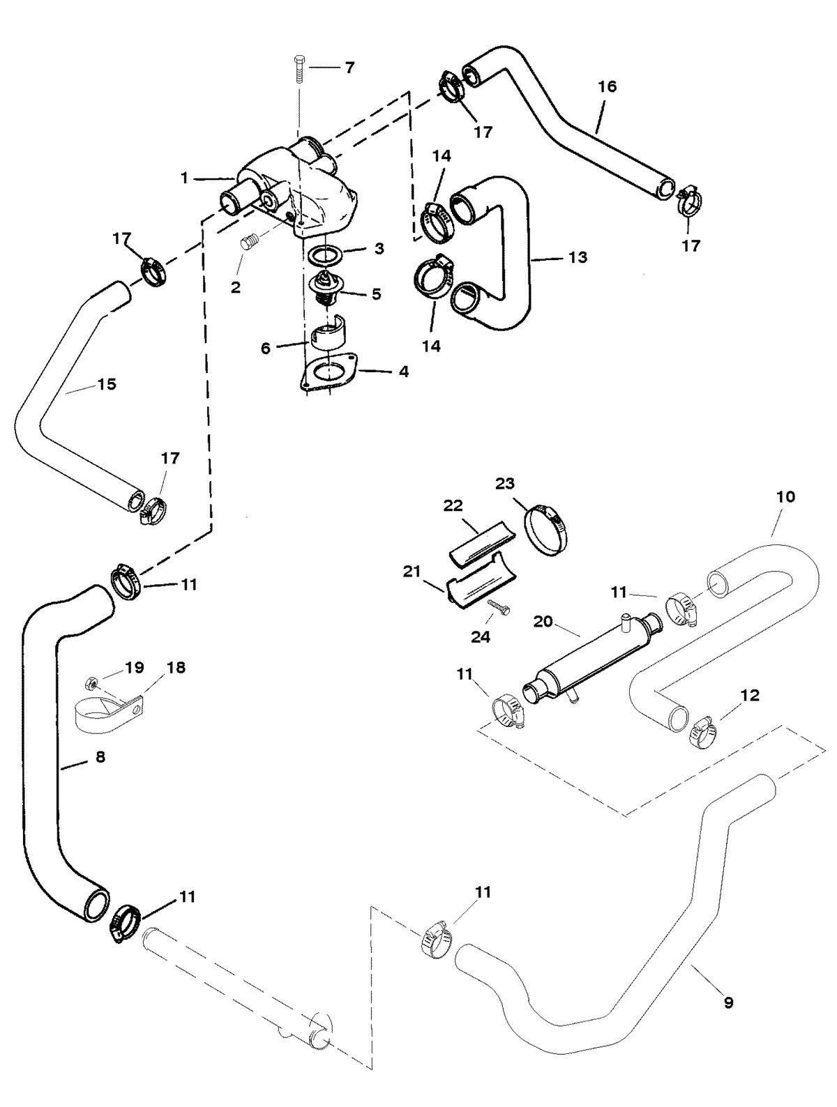 MERCRUISER 5.7LX TBI BRAV0 350 TBI MAG ALPHA (EFI) STANDARD COOLING SYSTEM (ALPHA ENGINES)