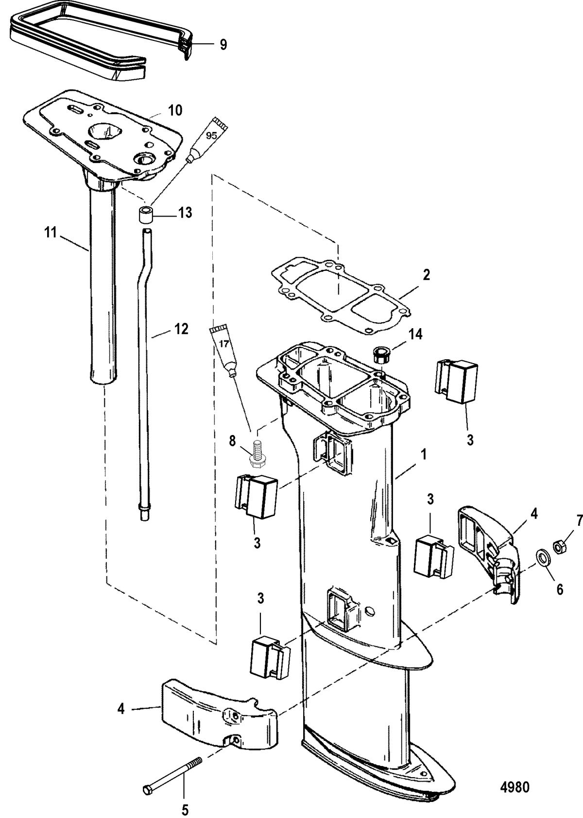 MERCURY/MARINER 6/8/9.9/15 HP Driveshaft Housing