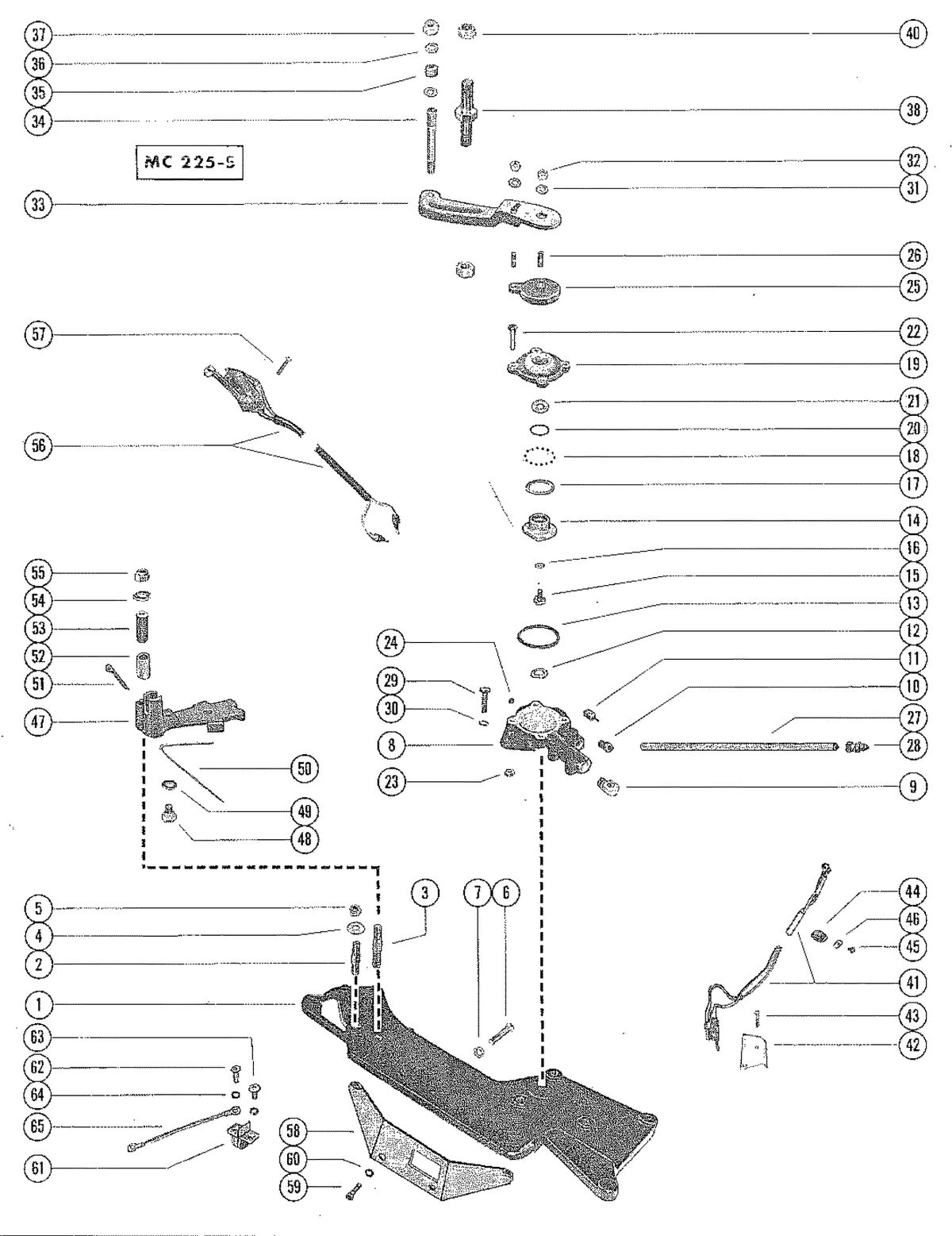 MERCRUISER 225 ENGINE SHIFT BRACKET, REVERSE LOCK VALVE AND ARM ASSEMBLY -MC 225-S