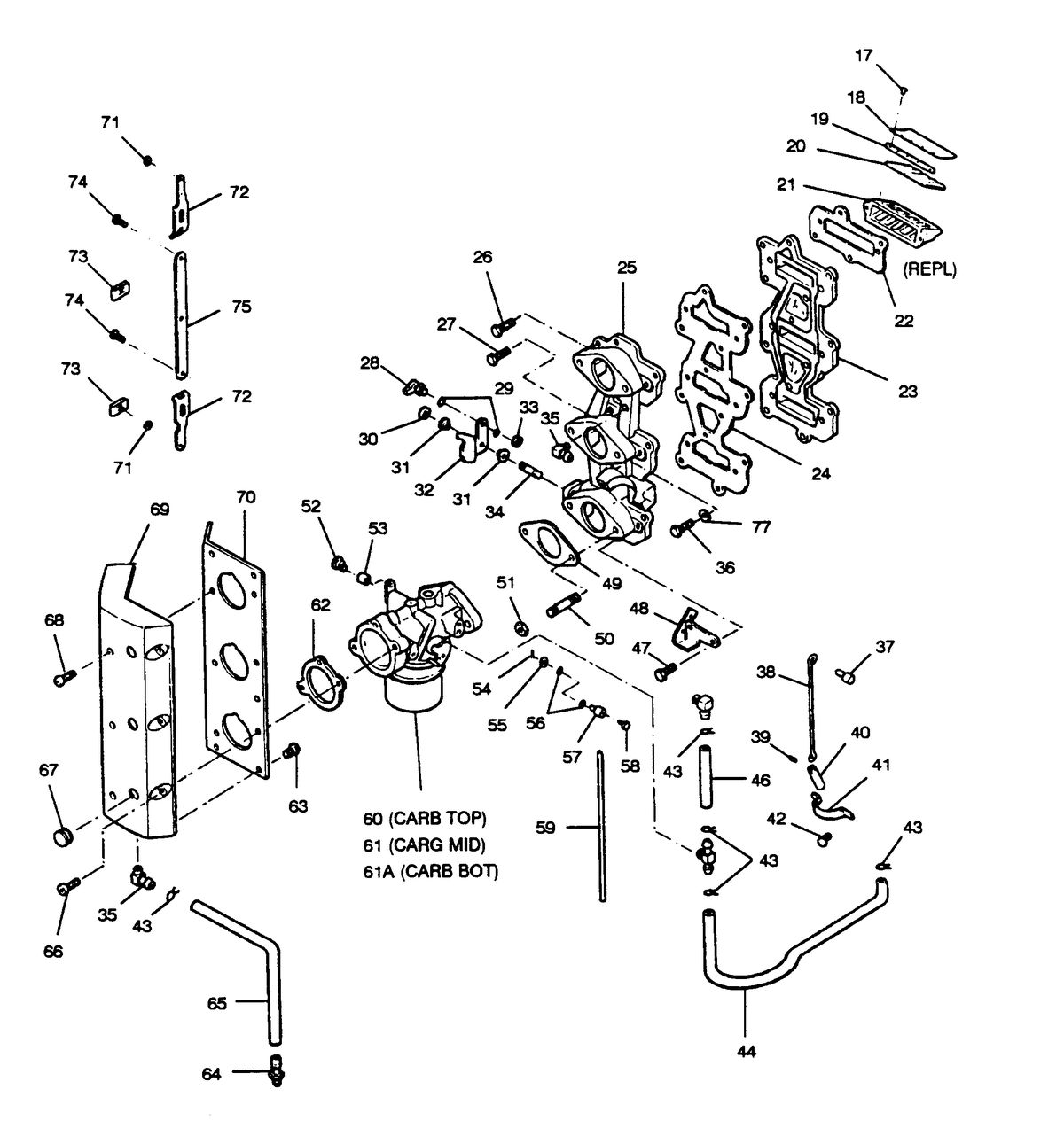 FORCE FORCE 1989 85 H.P. "C" MODELS ADAPTER AND REED PLATE