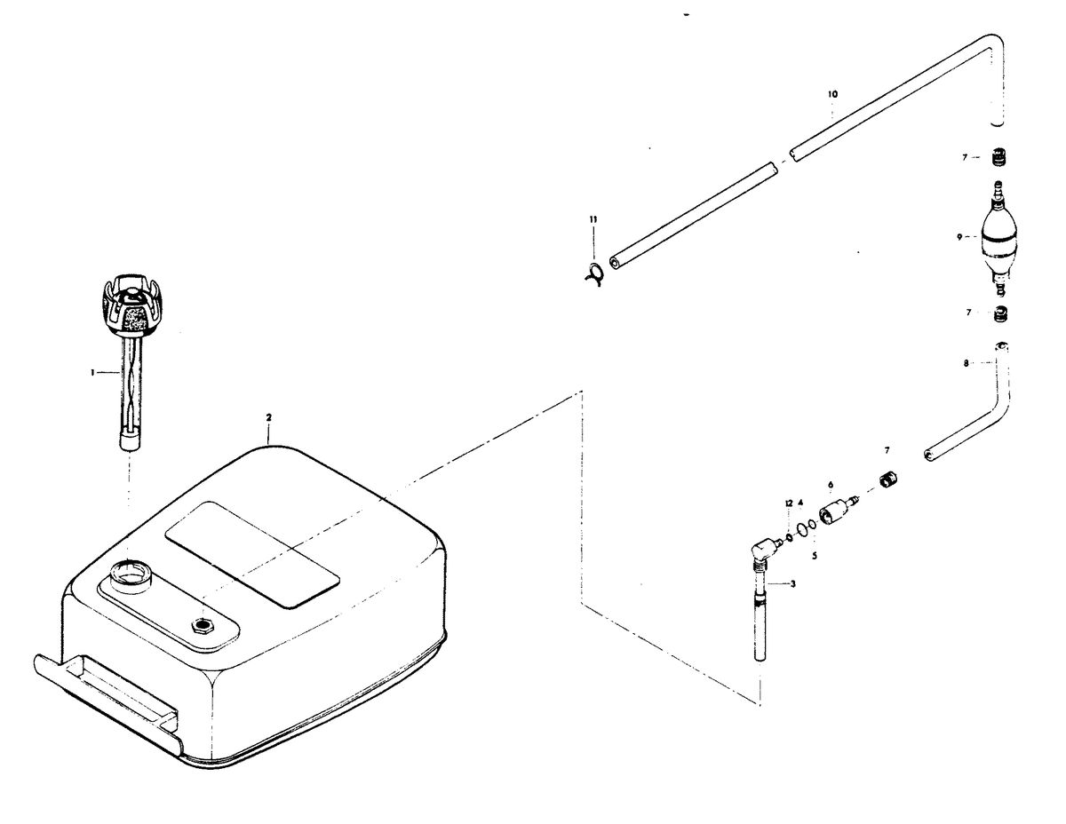 CHRYSLER 100 H.P. FUEL TANK AND LINE
