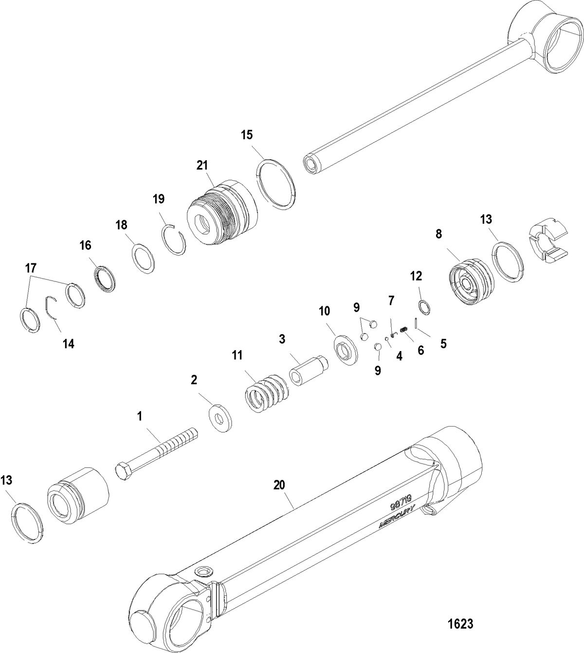 MERCRUISER BRAVO I/II/III STERNDRIVE AND TRANSOM ASSEMBLY Trim Cylinder Components