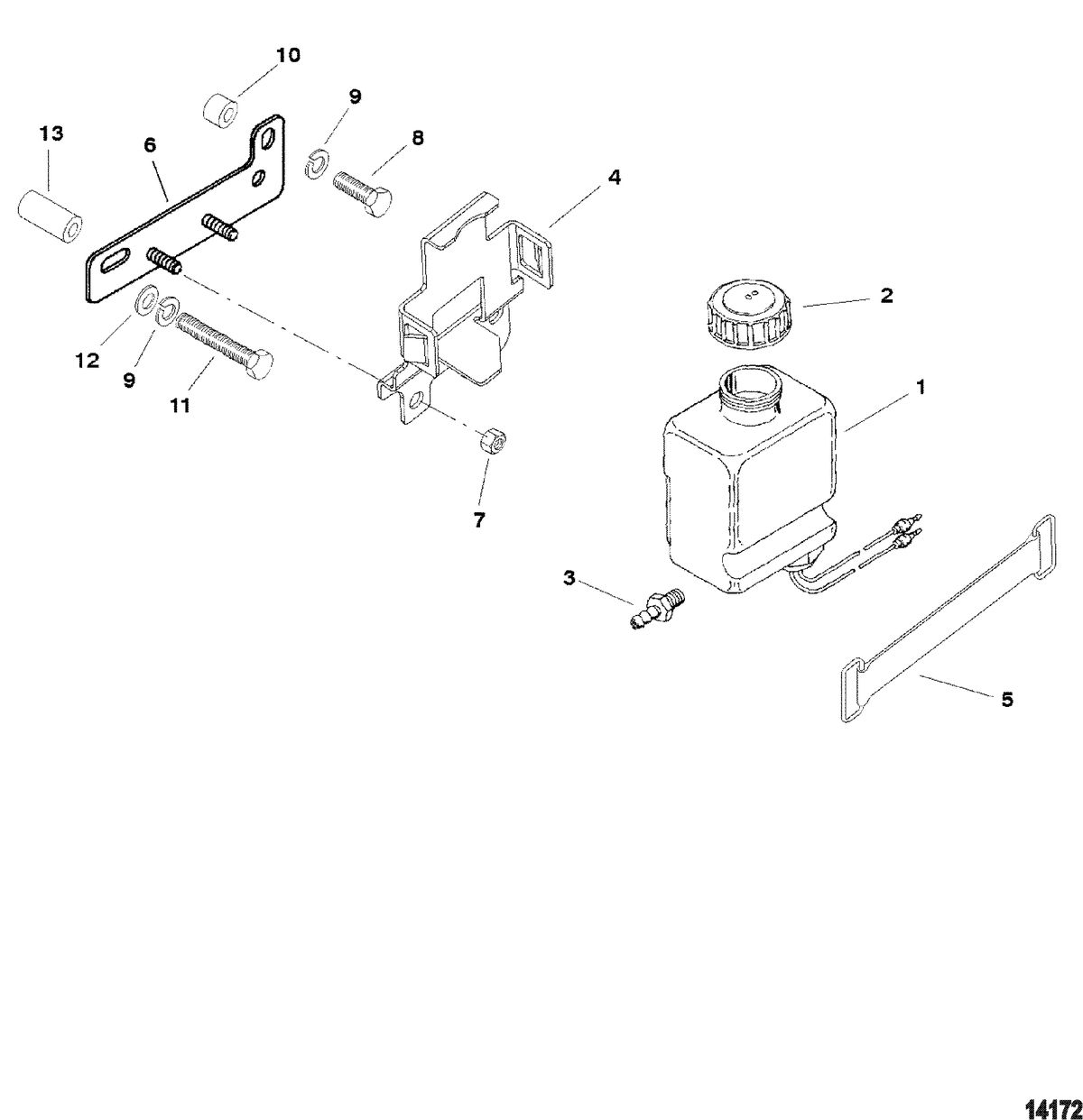 MERCRUISER 5.0L / 5.7L EFI ALPHA/BRAVO (GEN +) ENGINE Oil Reservoir Bottle And Bracket