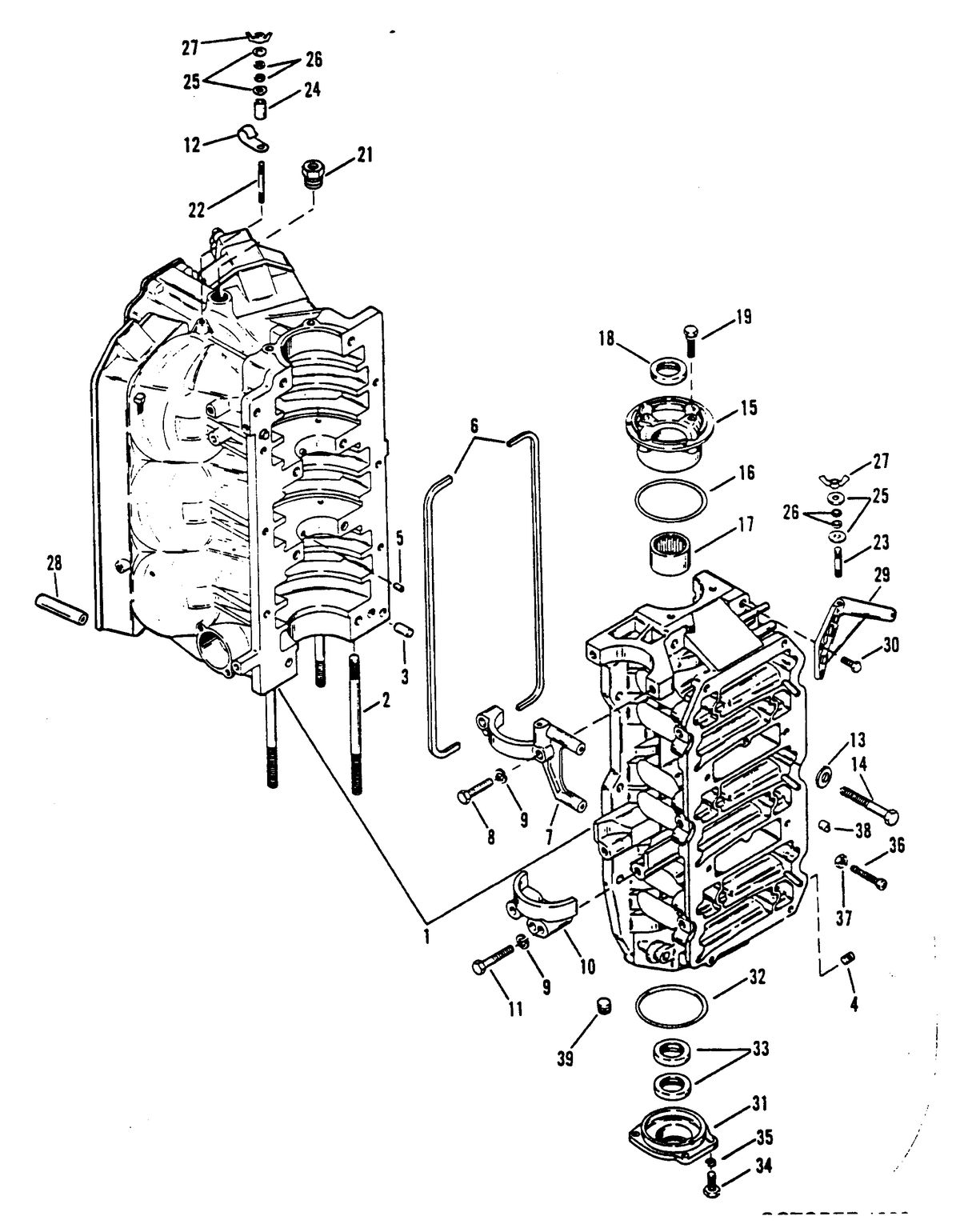 RACE OUTBOARD 2.5L (CARB) CYLINDER BLOCK AND END CAPS