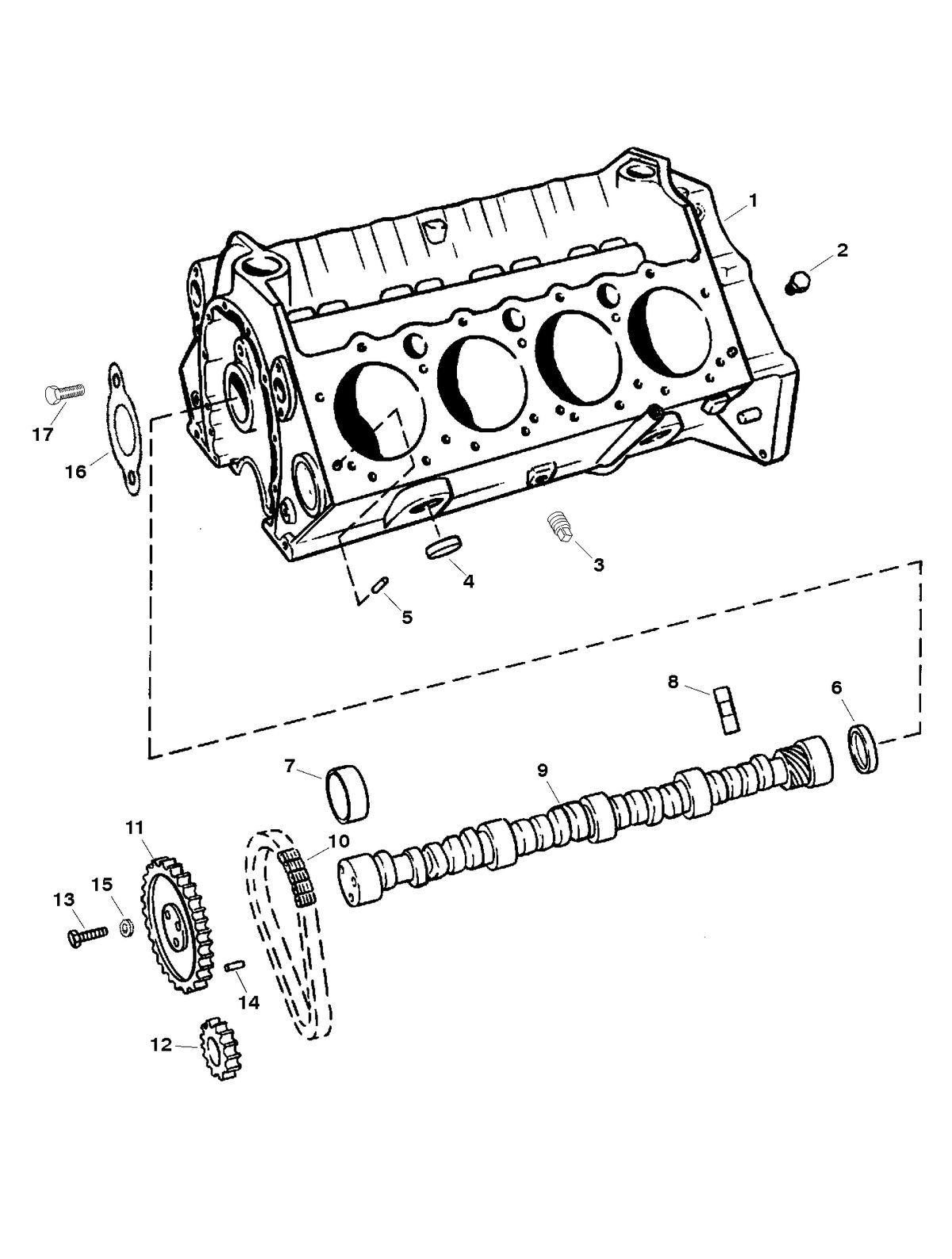 MERCRUISER 500 CARB (502CID) 8.2L ENGINE (GEN VI) CYLINDER BLOCK AND CAMSHAFT