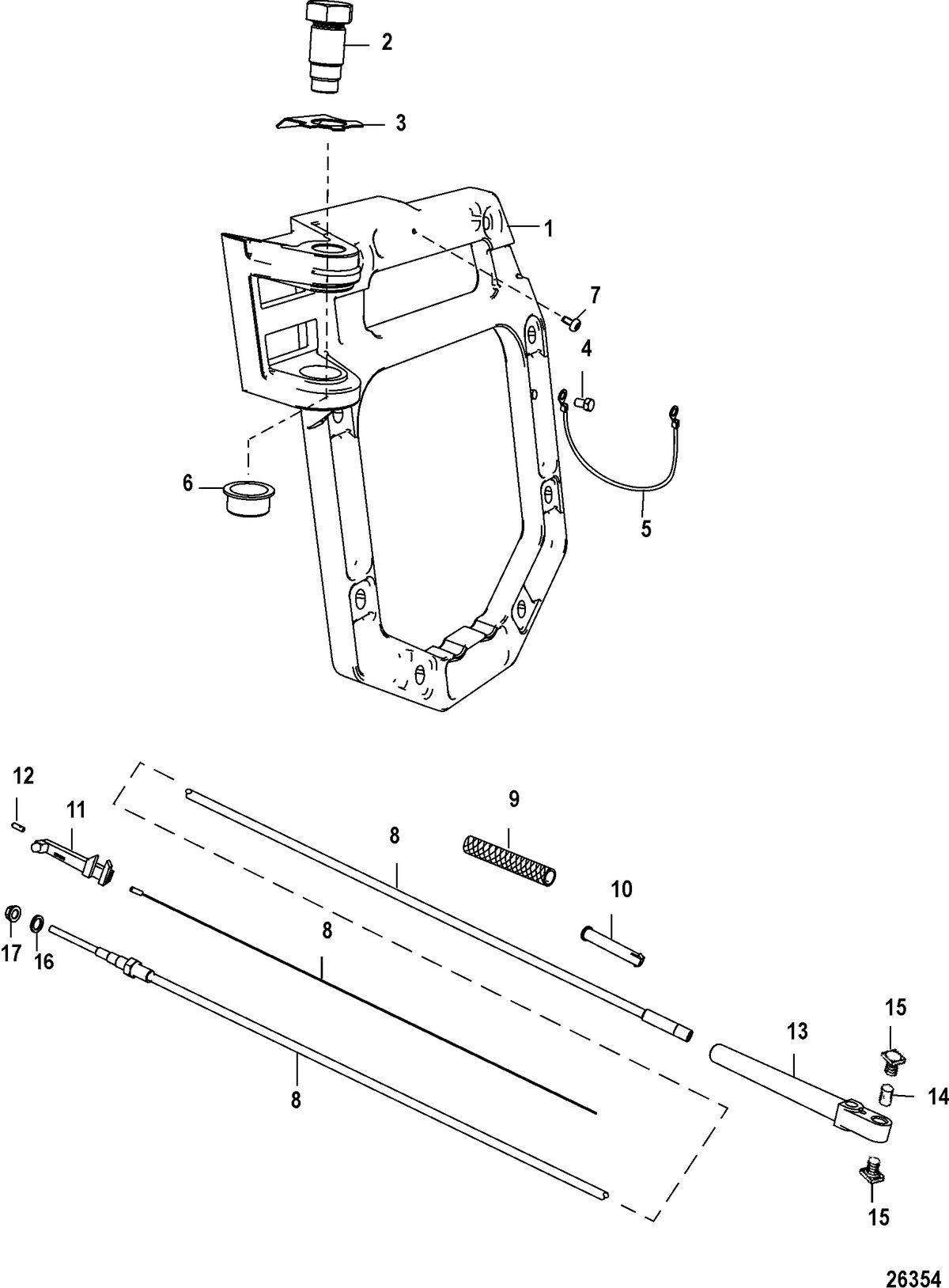 MERCRUISER VAZER Transom Plate and Shift Cable