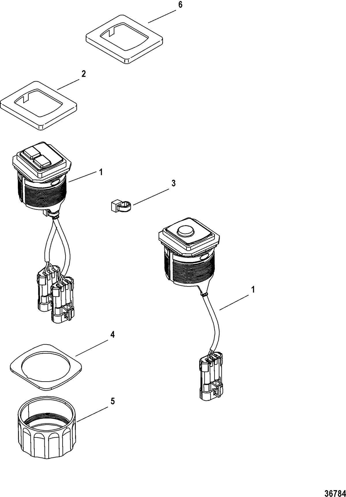 ACCESSORIES ELECTRICAL COMPONENTS AND HARNESSES Trim Pad-Flush Mount, Single / Dual