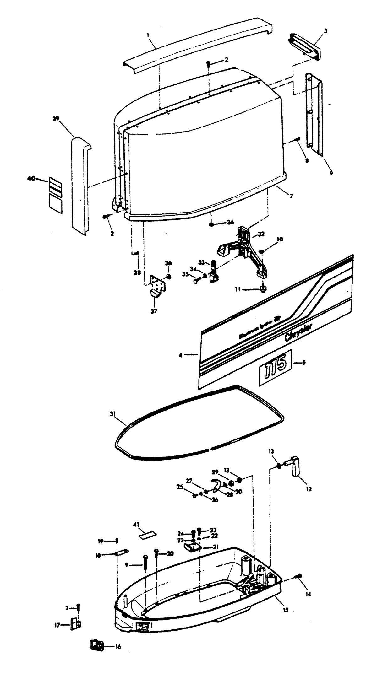 CHRYSLER 115 H.P. ENGINE COVER AND SUPPORT PLATE