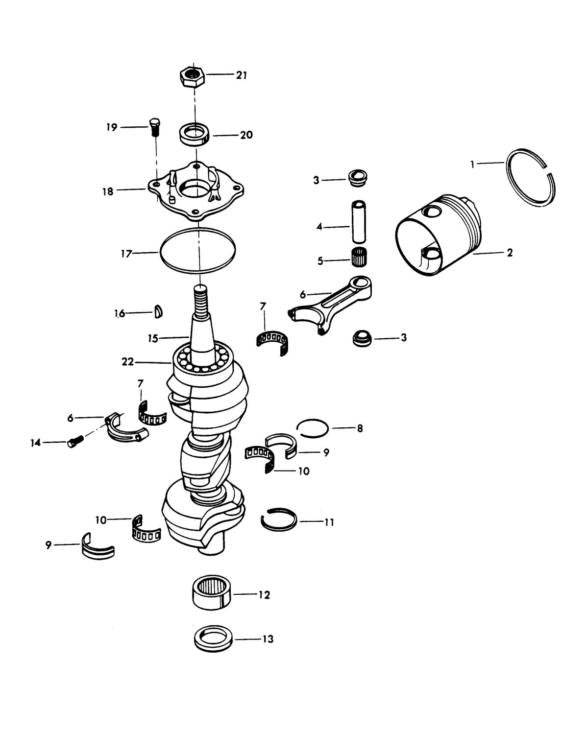 CHRYSLER 85 H.P. CRANKSHAFT AND PISTON GROUP