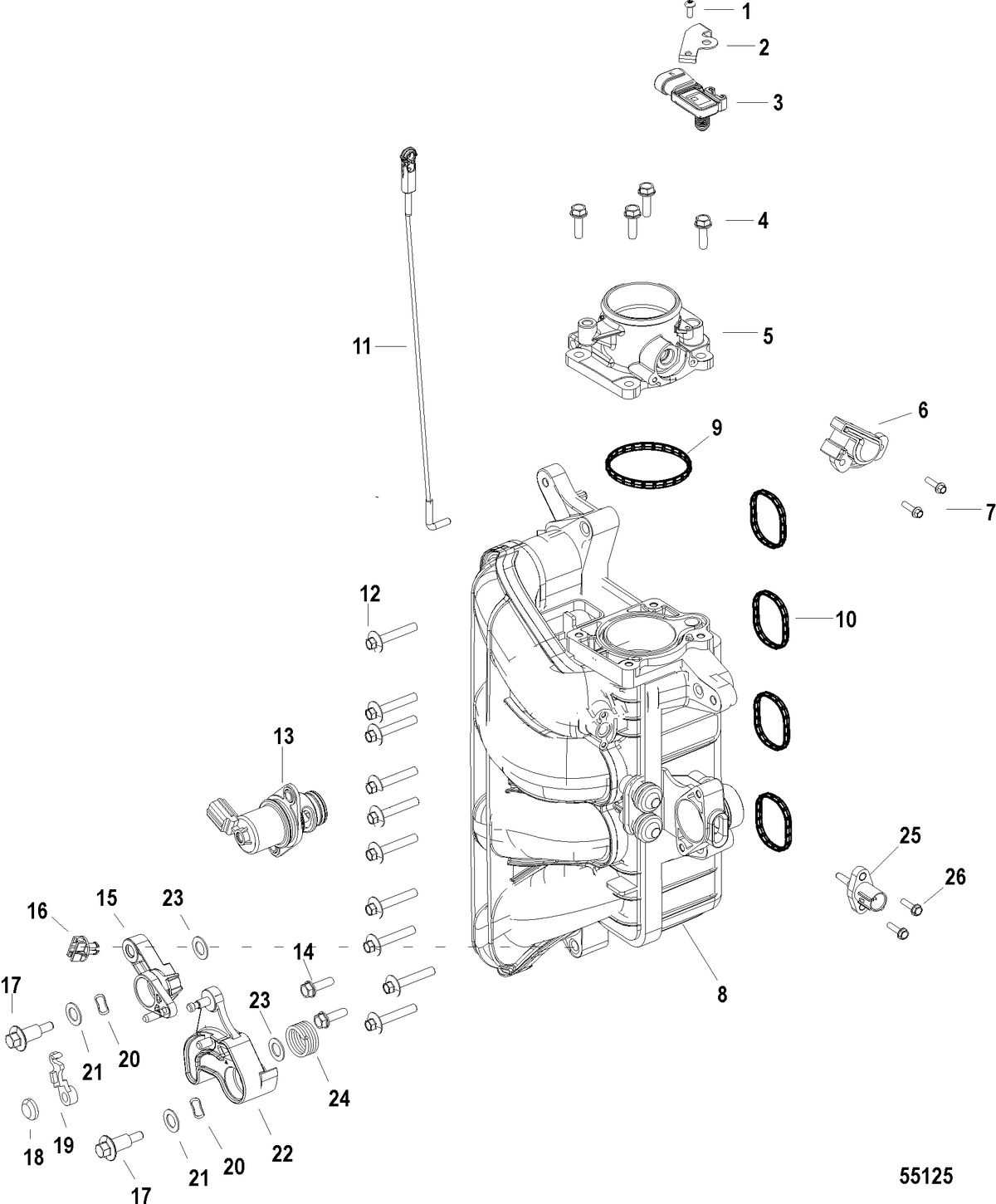 MERCURY/MARINER 75-115 4-STROKE Integrated Air Fuel Module Components