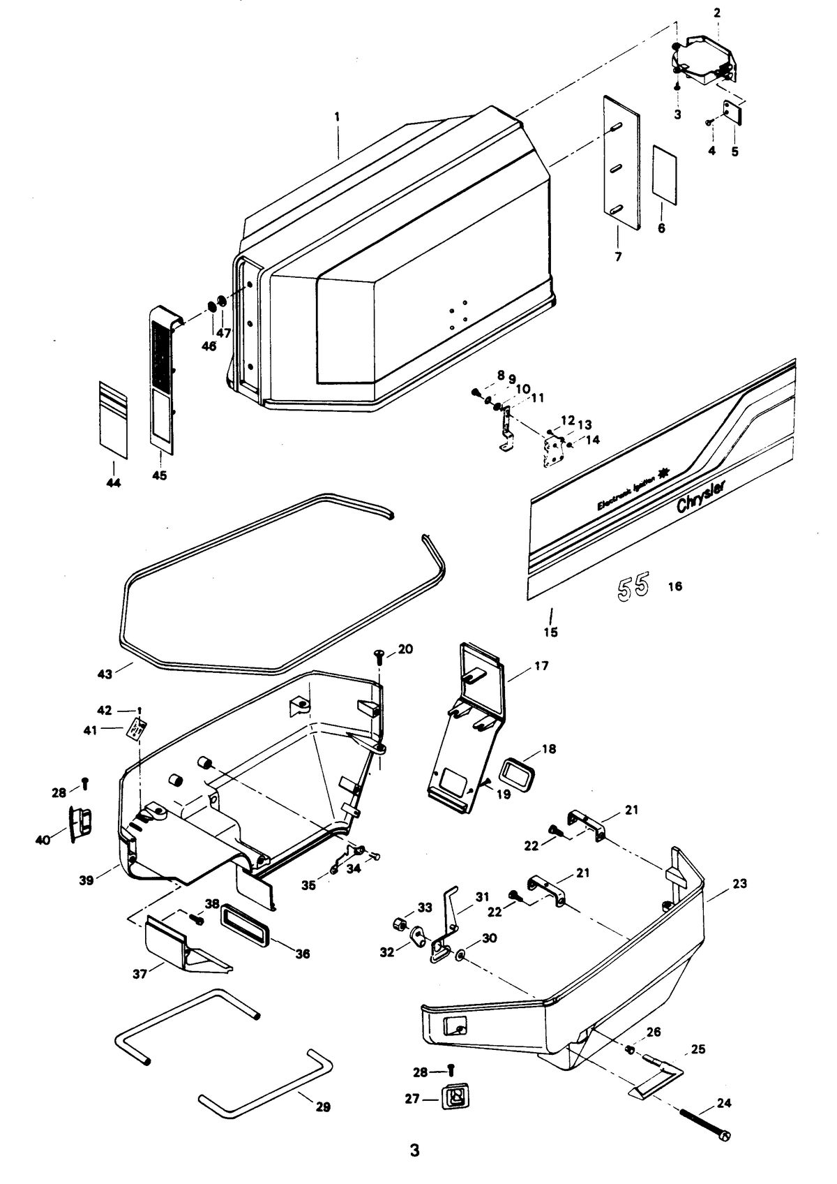 CHRYSLER 55 H.P. ENGINE COVER AND SUPPORT PLATE