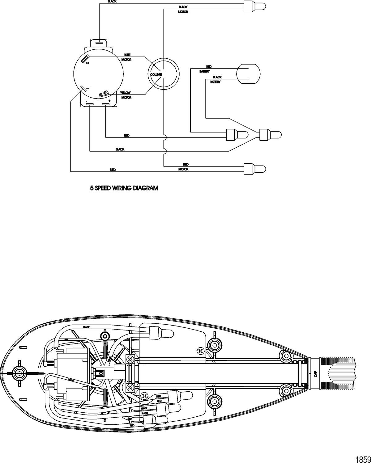 TROLLING MOTOR MOTORGUIDE SALT WATER SERIES Wire Diagram(Model SW46HT) (Without Quick Connect)