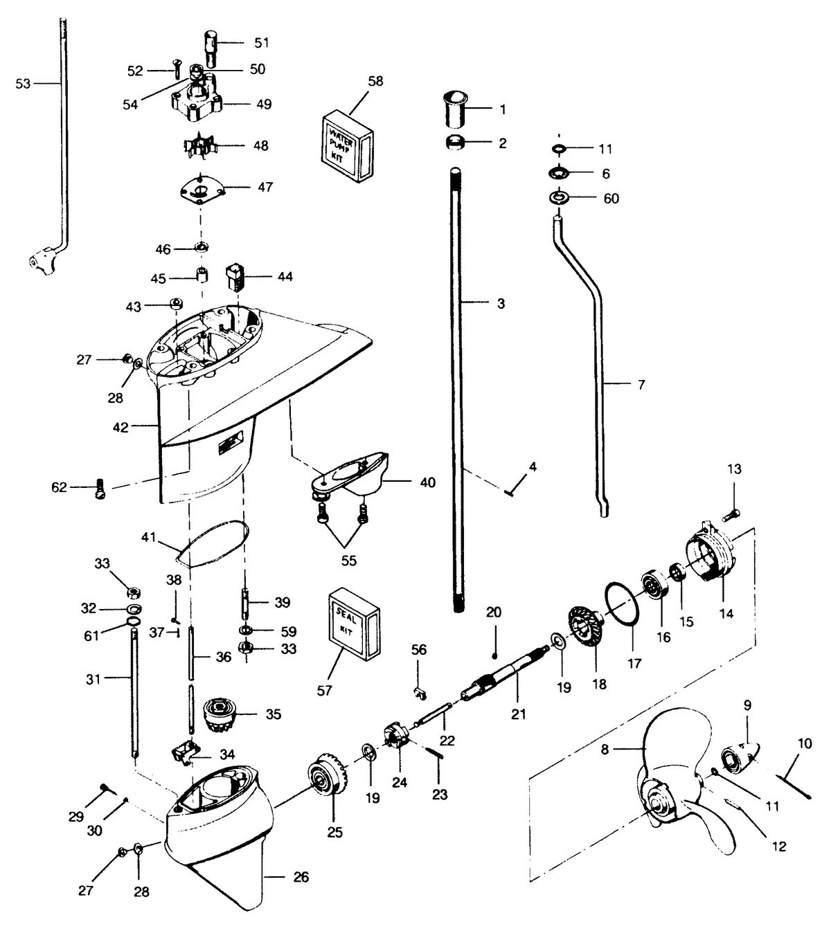 FORCE FORCE 1991 50 H.P. "B" MODELS GEAR HOUSING