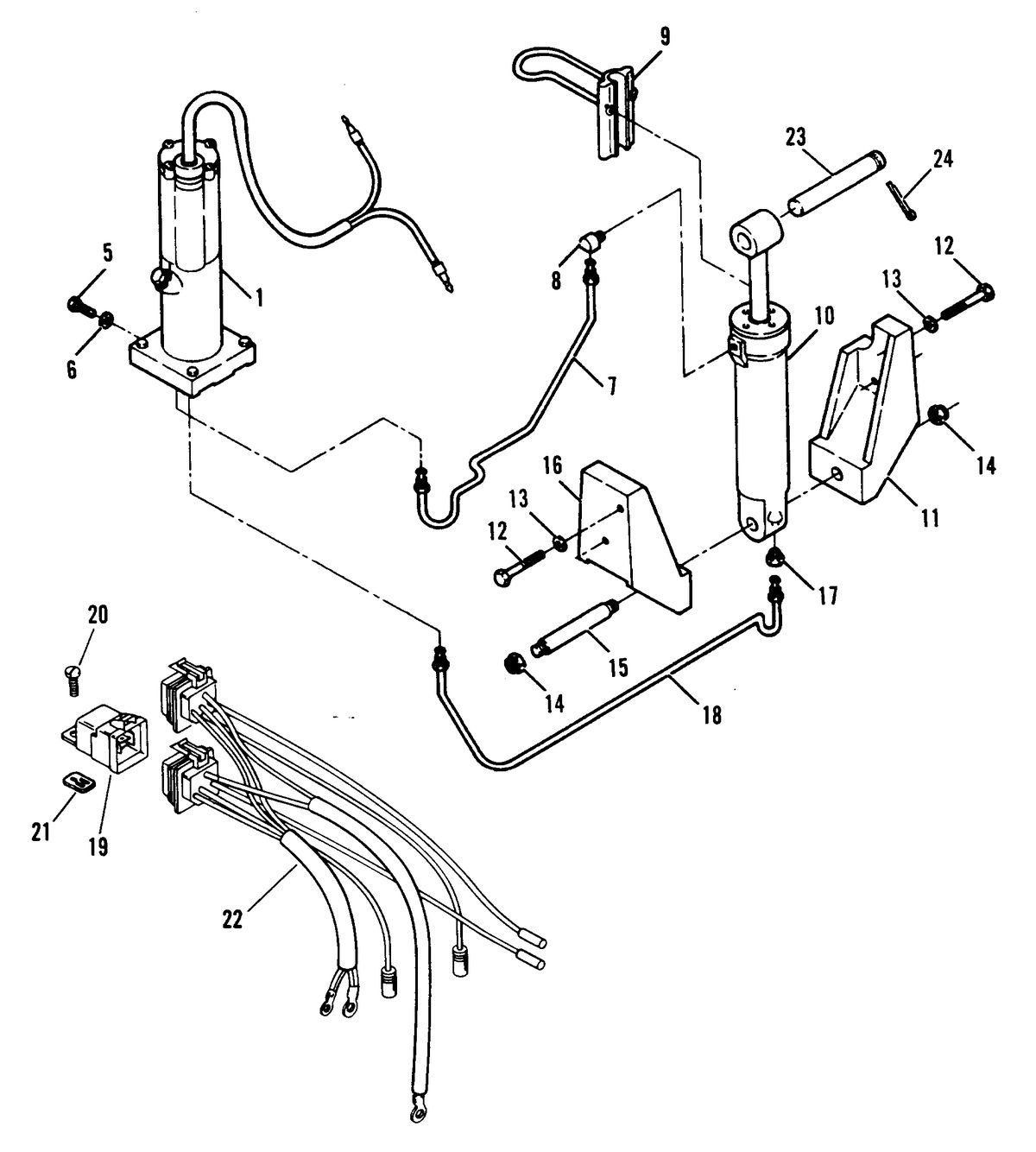 FORCE 70 H.P. DESIGN III - POWER TRIM UNIT WITH BULLET CONNECTORS
