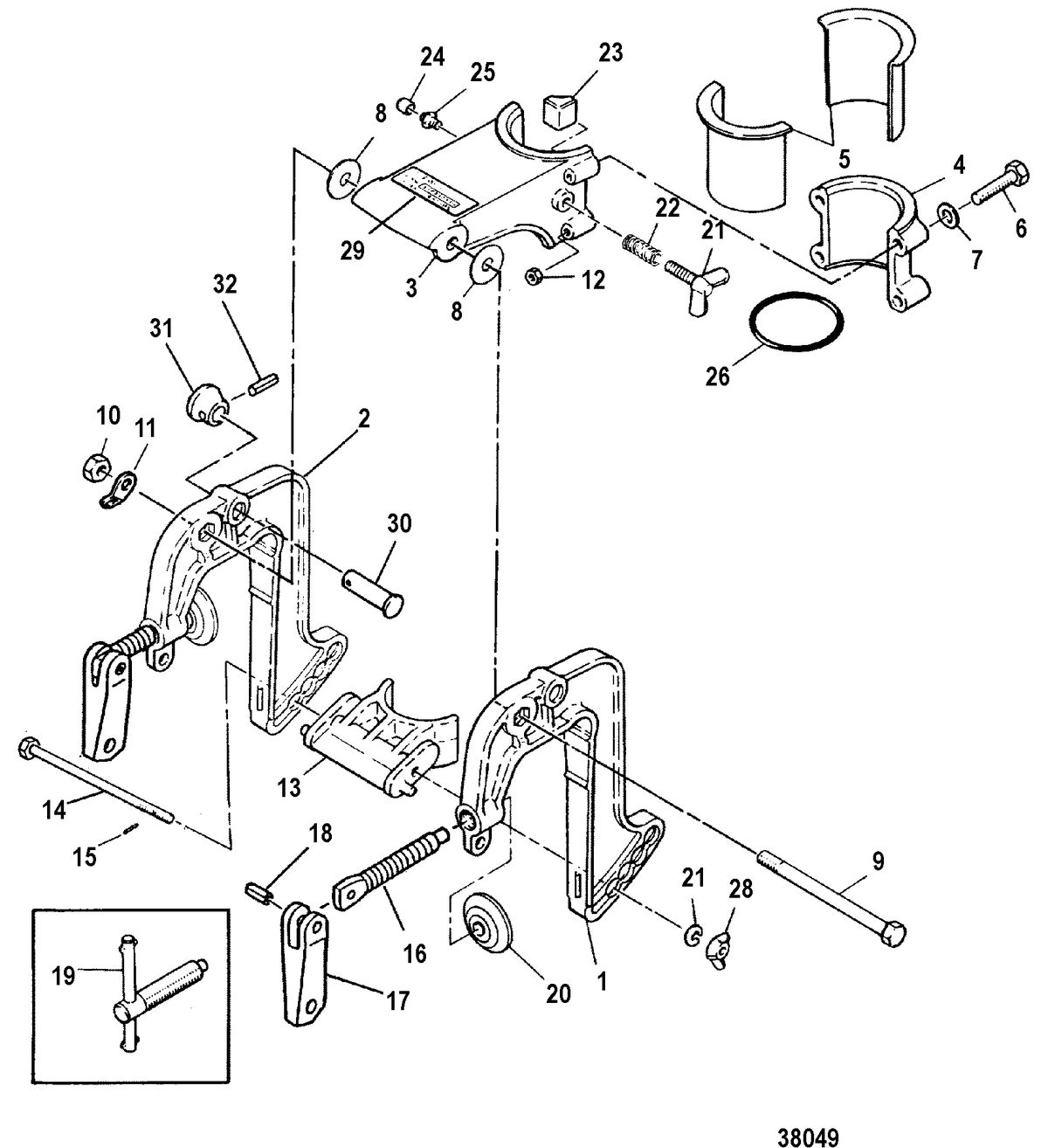 MARINER 2 HP CLAMP AND SWIVEL BRACKET