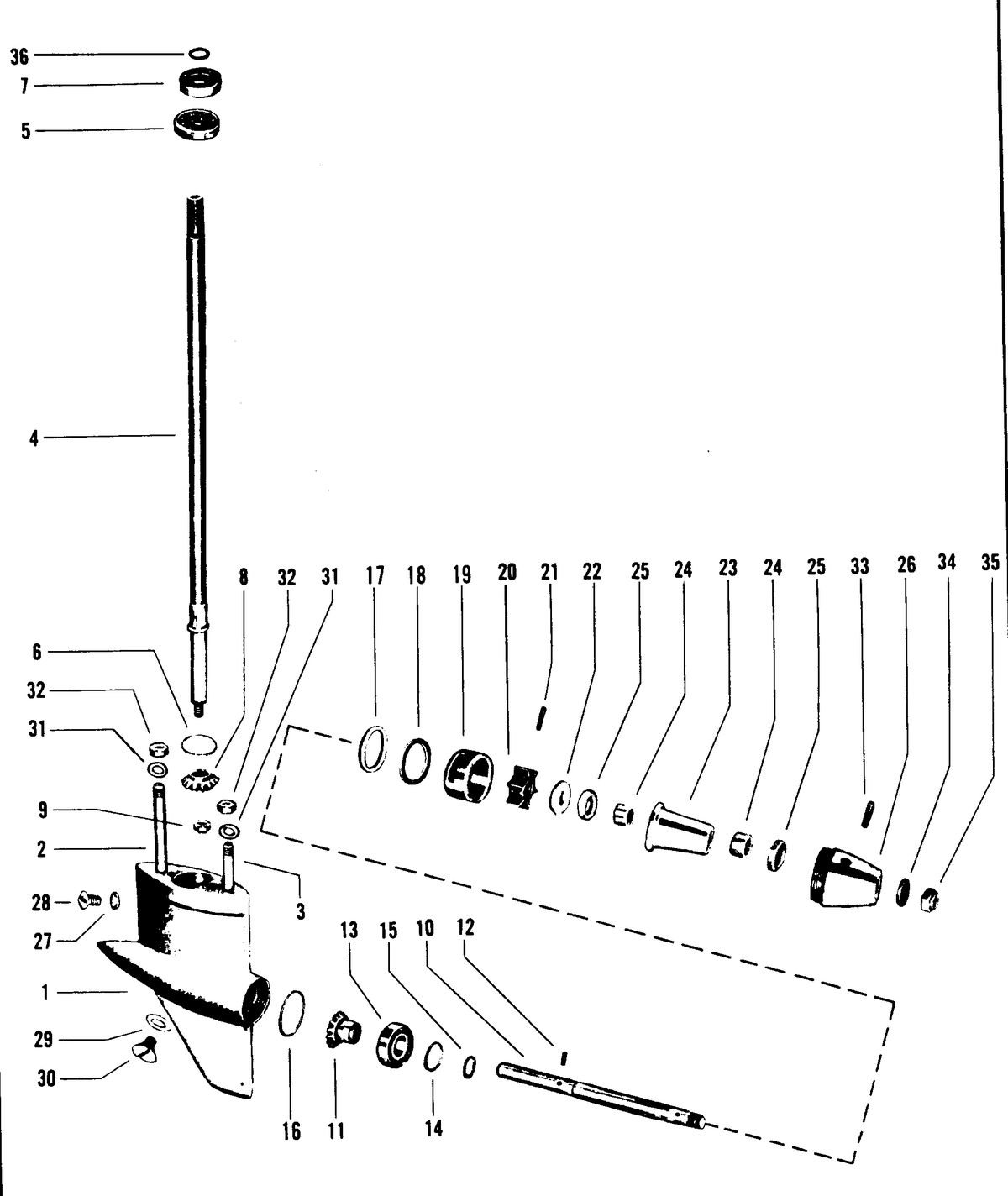 RACE OUTBOARD 25 XS GEAR HOUSING ASSEMBLY