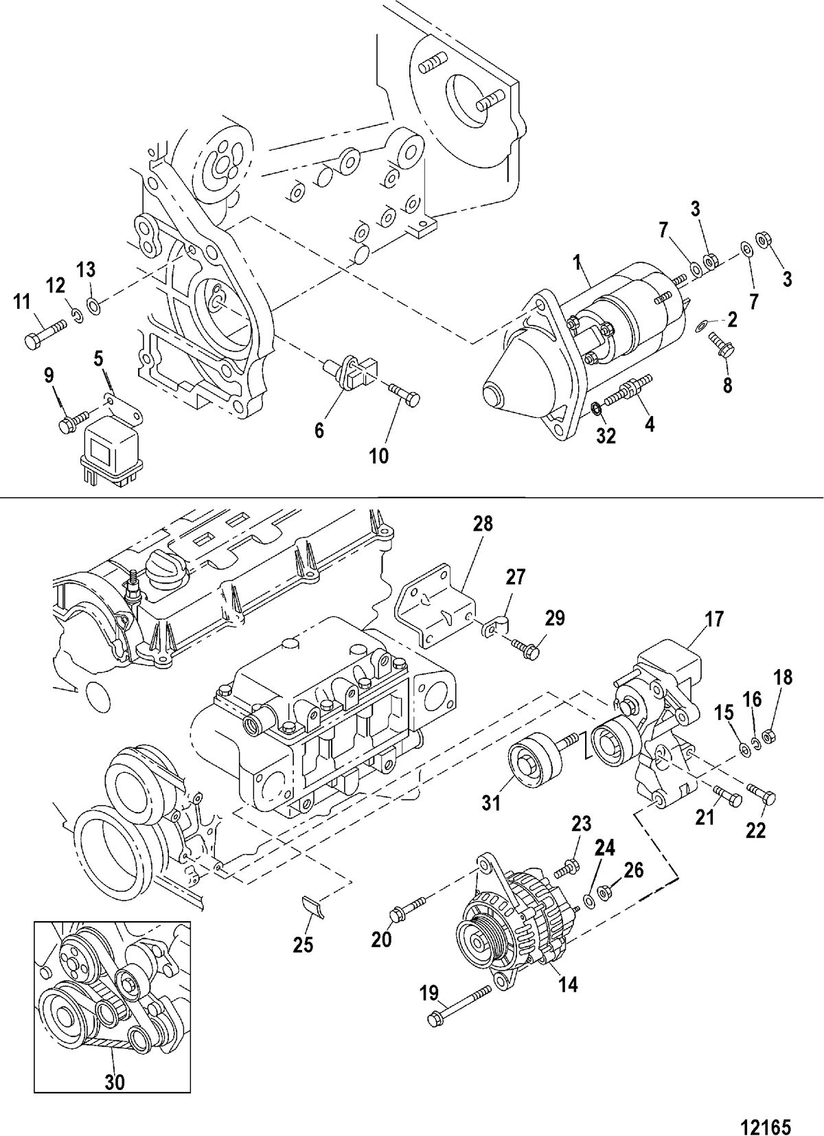 MERCRUISER CUMMINS/MERCRUSER DIESEL 1.7L-120 Starter and Alternator