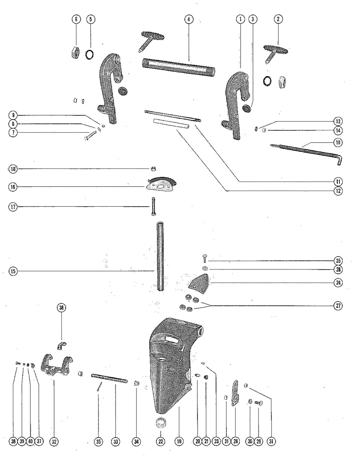 MERCURY MERC 200 CLAMP AND SWIVEL BRACKET ASSEMBLY