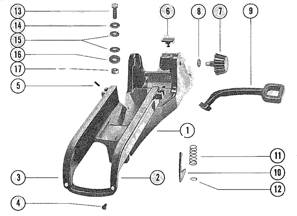 TROLLING MOTOR MERC "THRUSTER" BASE ASSEMBLY (FOOT PEDAL MODEL AND DECK MODEL)