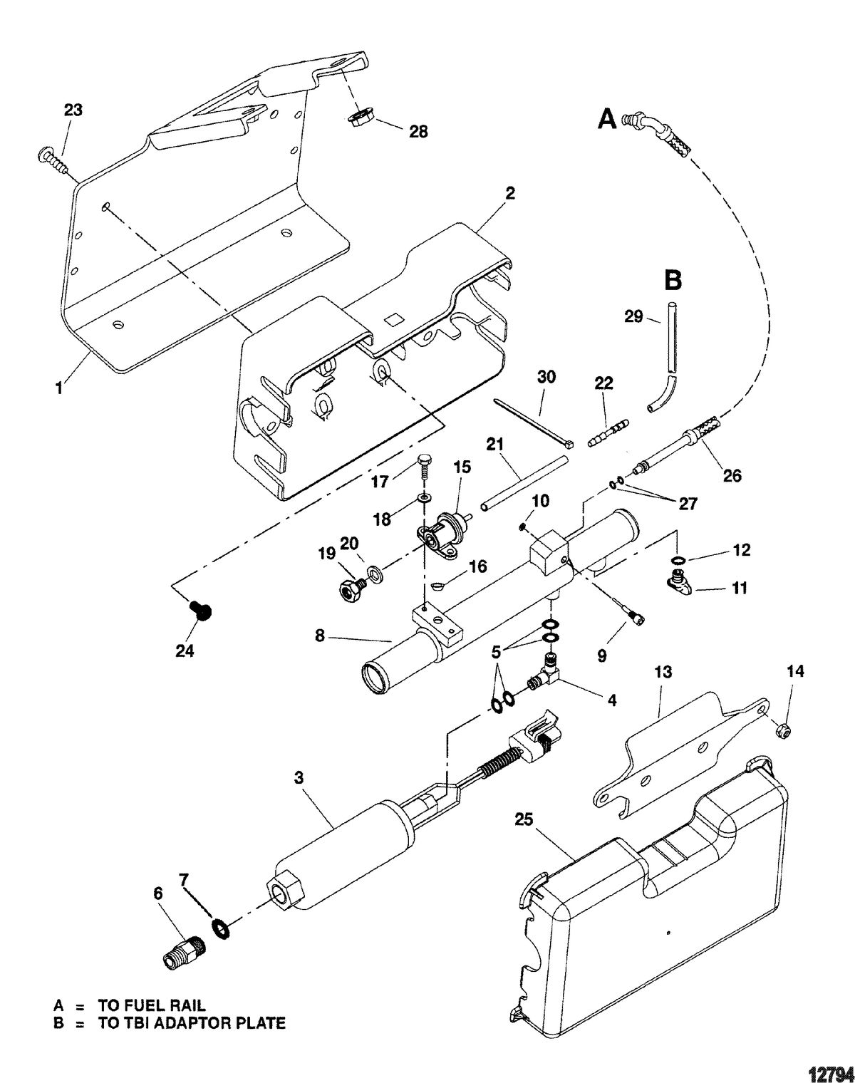 MERCRUISER MX 6.2L MPI BRAVO ENGINE Fuel Pump And Fuel Cooler