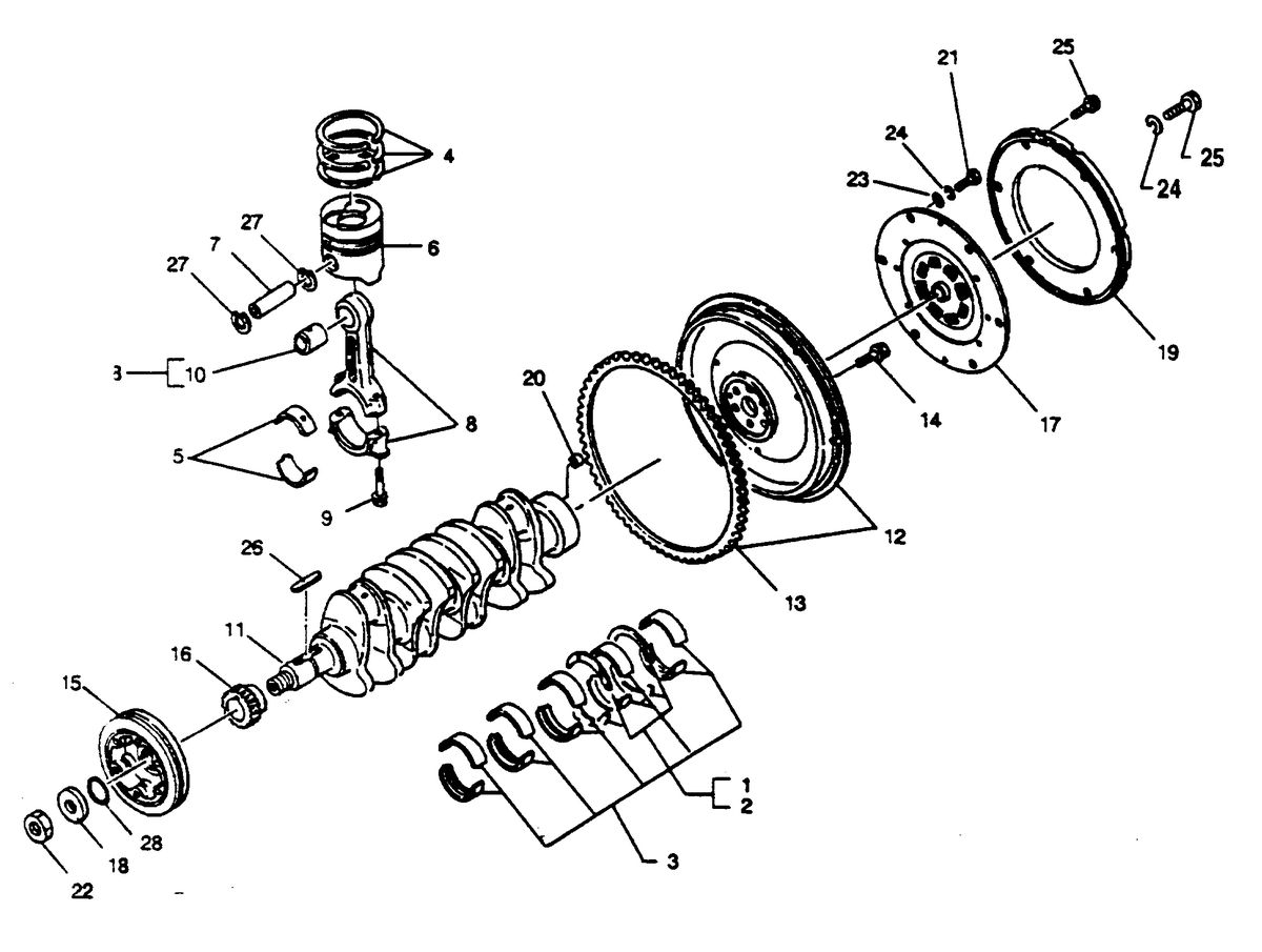 MERCRUISER HINO DIESEL 150 H.P. CRANKSHAFT AND PISTON ASSEMBLY