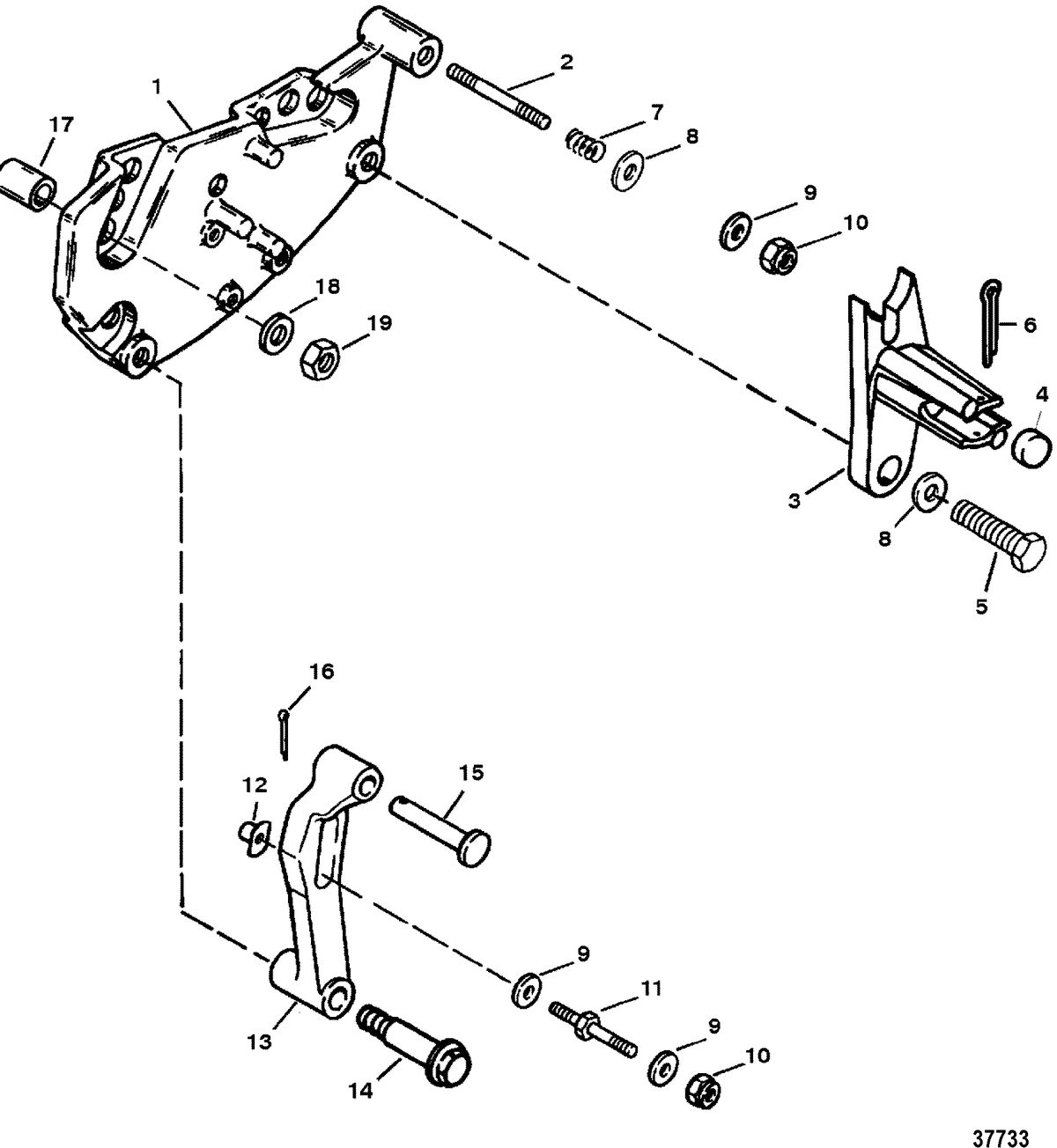 MERCRUISER 200/5.0L/LX 260/5.7L 350 MAG ALPHA/BRAVO SHIFT BRACKET(BRAVO ENGINES)
