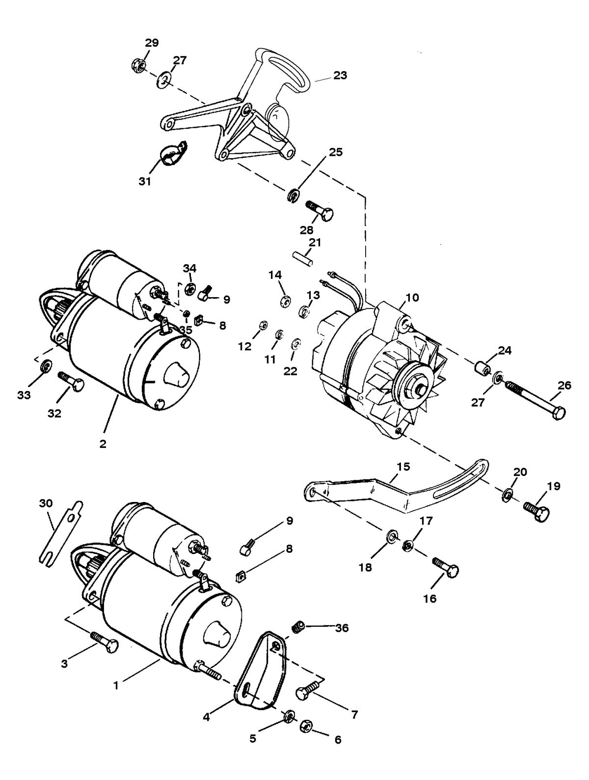 MERCRUISER 525 H.P. ENGINE STARTER & ALTERNATOR
