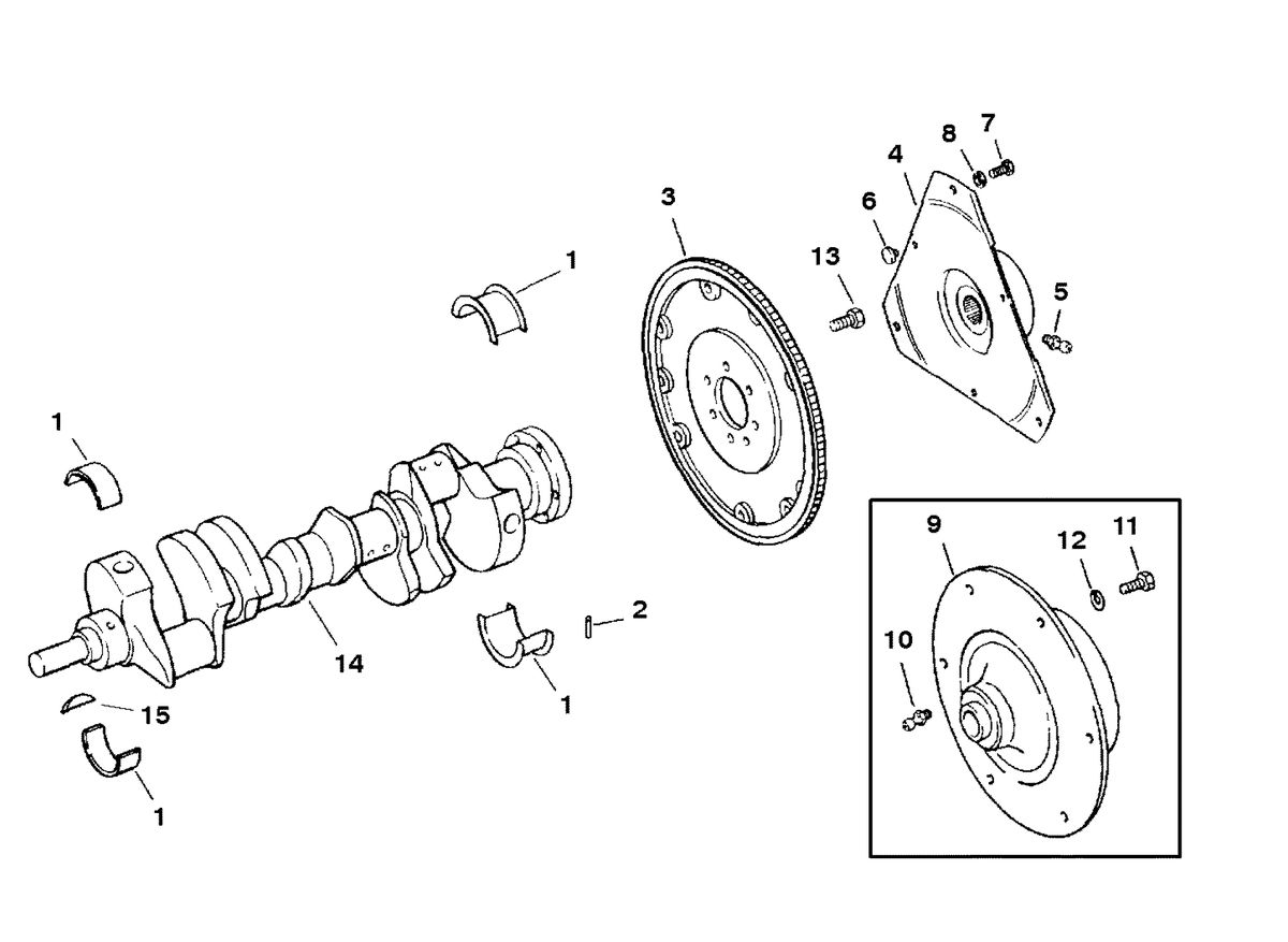 MERCRUISER 5.7L/LX TBI ALPHA & BRAVO(2BBL/4BBL) CRANKSHAFT AND FLYWHEEL
