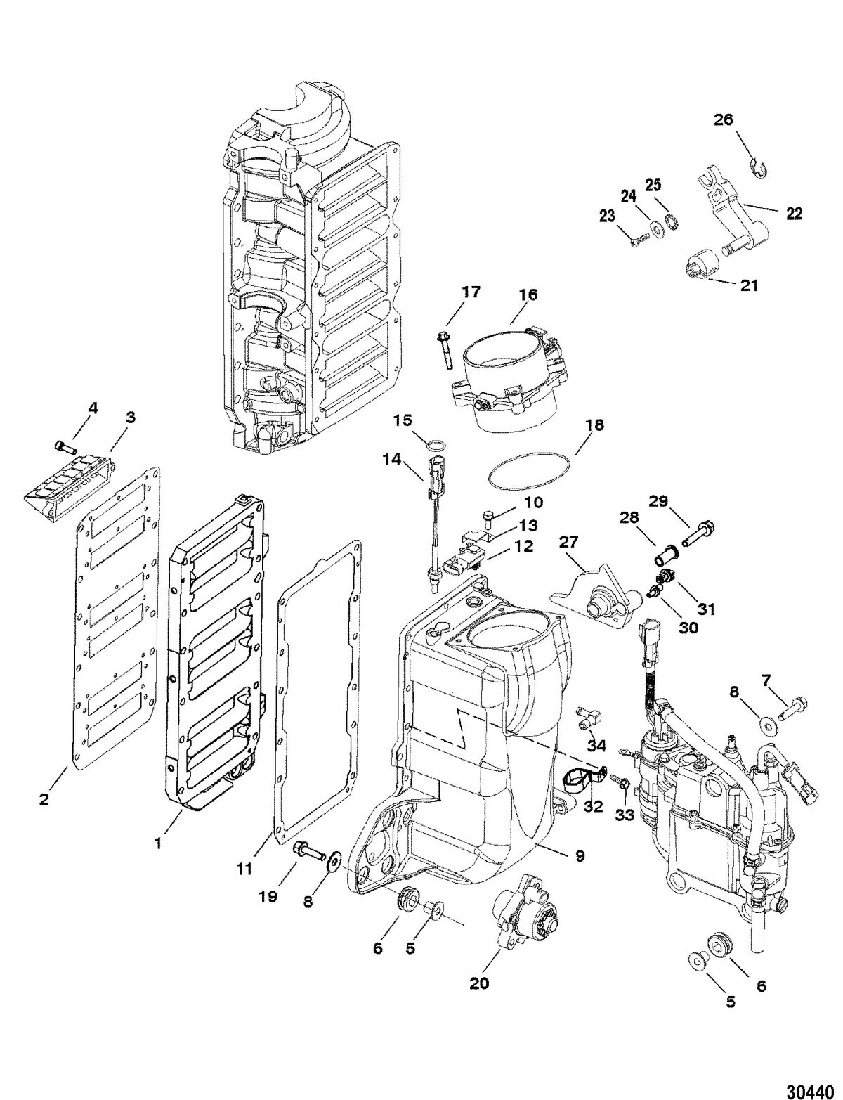 MERCURY/MARINER 200/225 (3.0L DFI) AIR HANDLER COMPONENTS